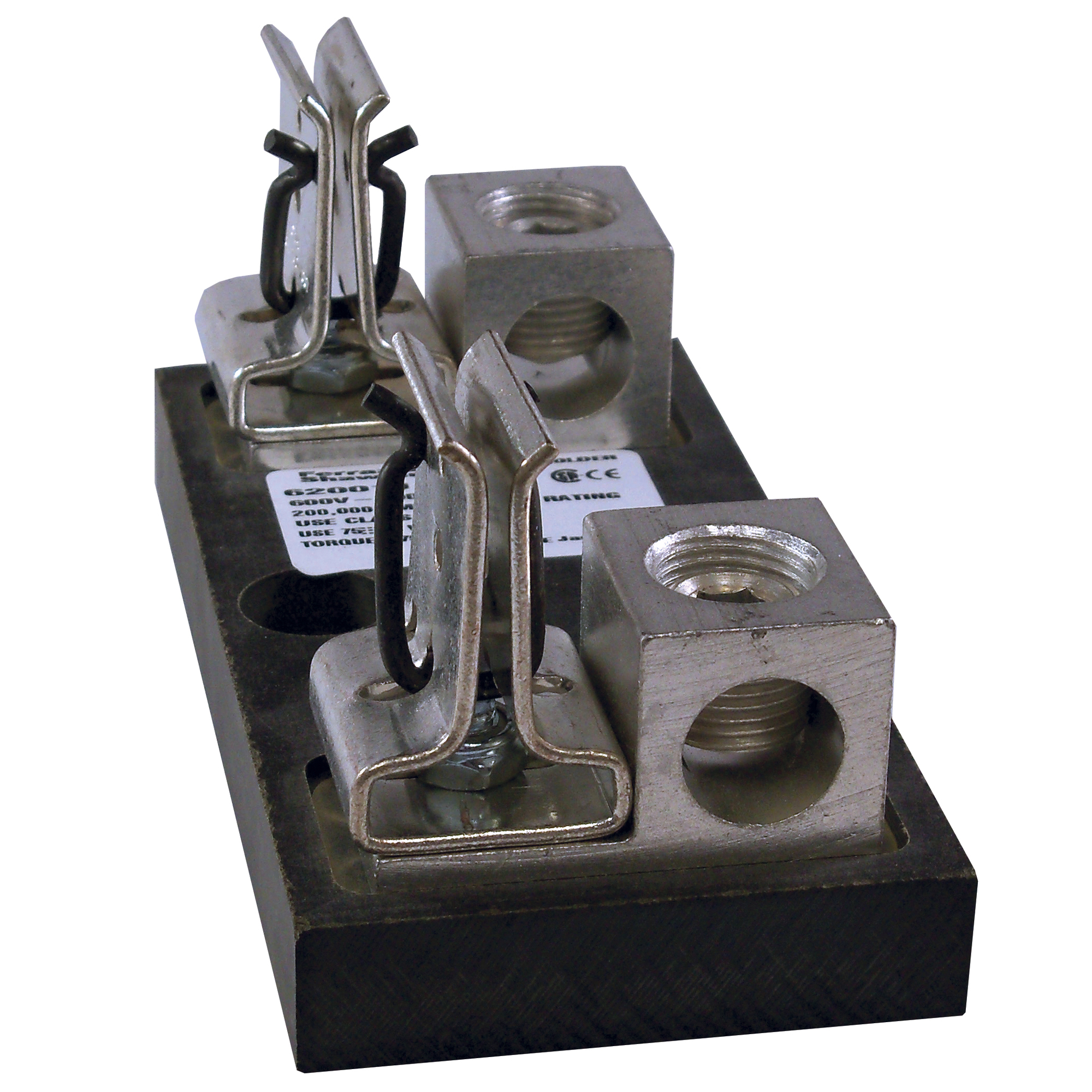 62001J Open Style Fuse Block, 600 V AC/DC, 200 A, Class J, 6 AWG to 350 kcmil Wire, 1 Pole