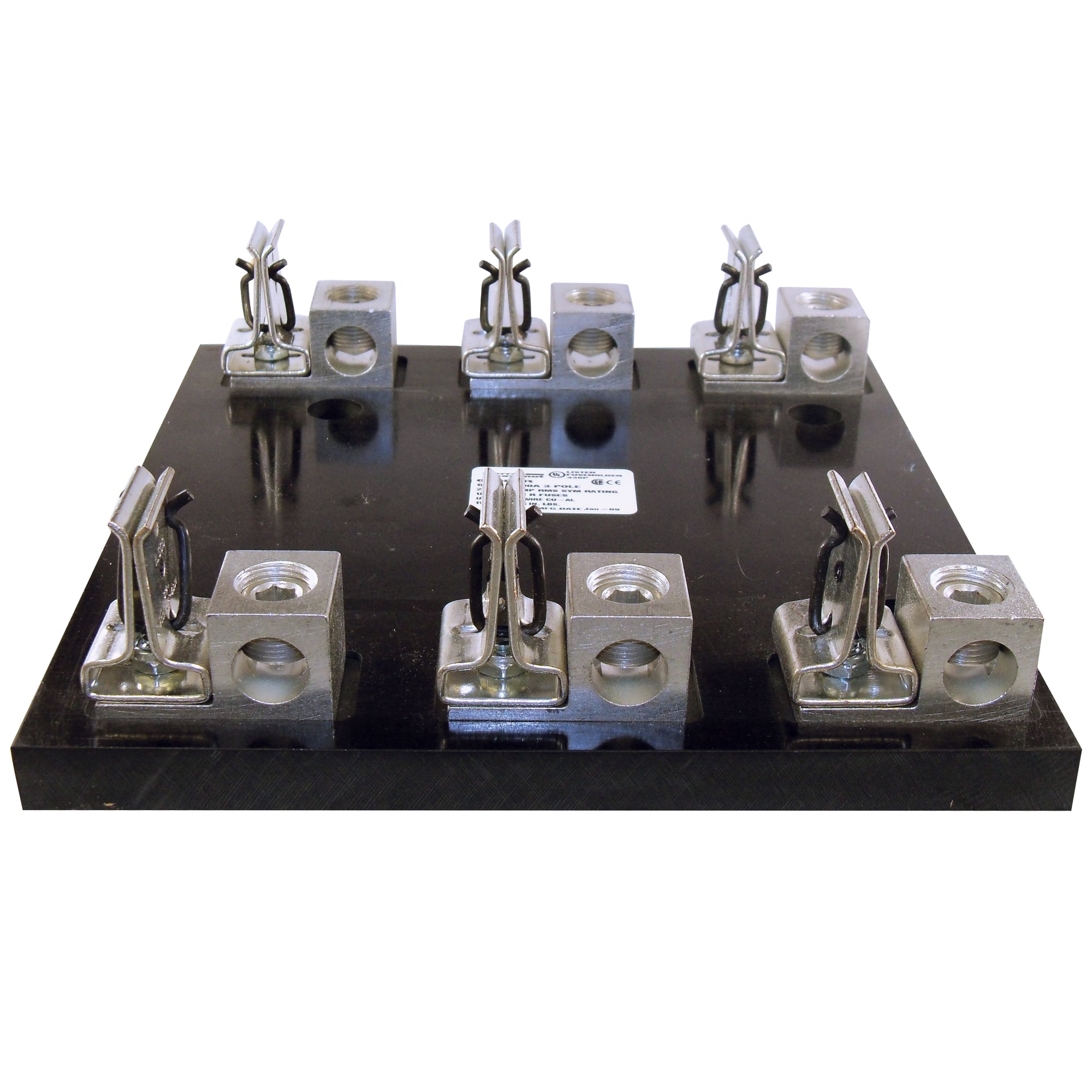 62003R Open Style Fuse Block, 600 V AC/DC, 200 A, Class R, 6 AWG to 350 kcmil Wire, 3 Poles
