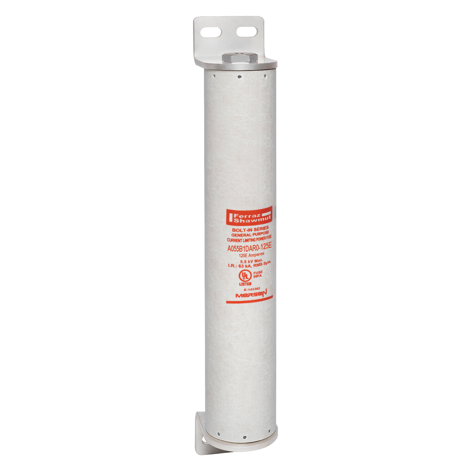 A055B1DAR0-125E Amp-Trap 1-Barrel General Purpose Medium Voltage Transformer Protection Fuse, 125 A, 5.5 kV AC, 63 kA Interrupt, Class: E, Ferrule Body