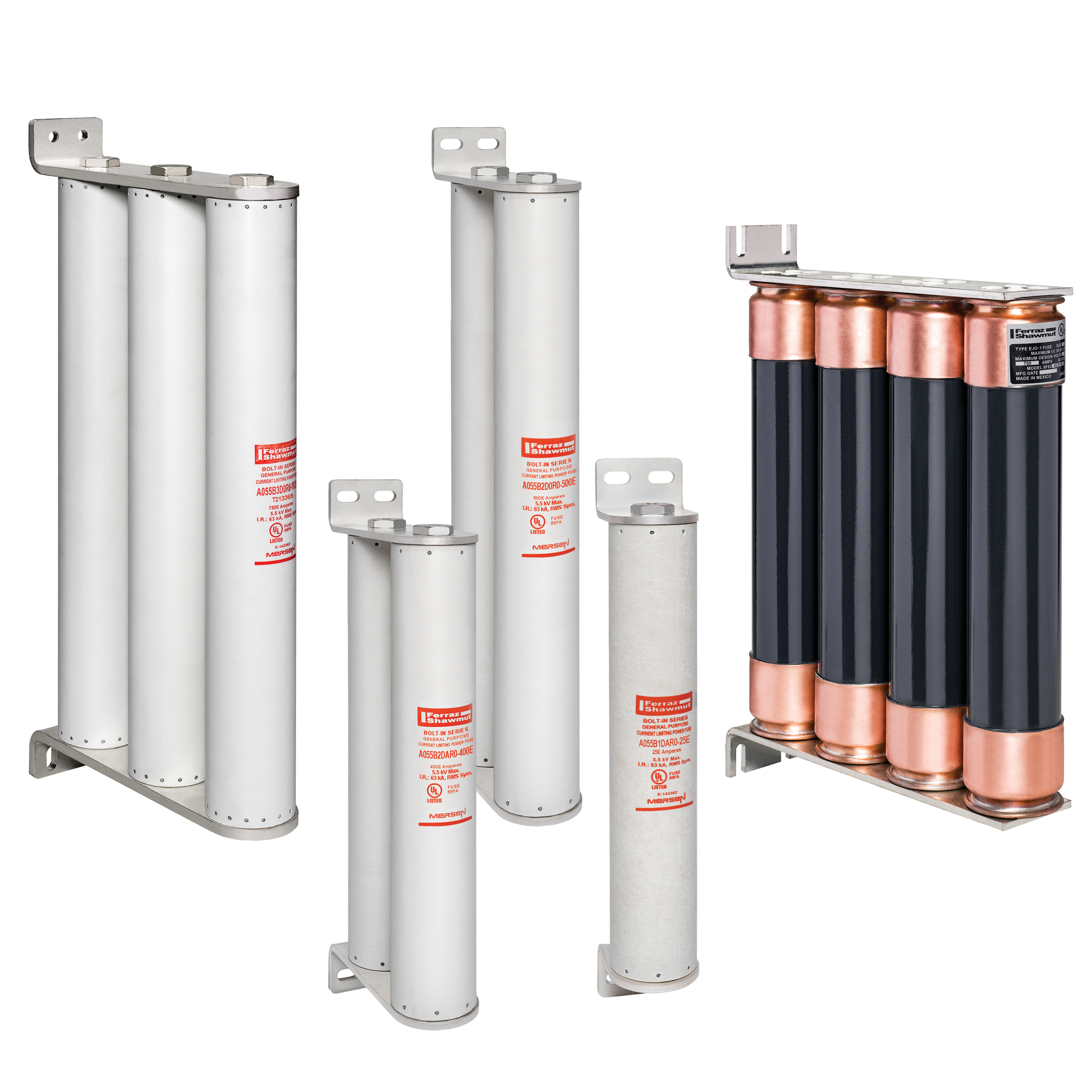 A055B2DAR0-250E Amp-Trap 2-Barrel General Purpose Medium Voltage Transformer Protection Fuse, 250 A, 5.5 kV AC, 63 kA Interrupt, Class: E, Ferrule Body
