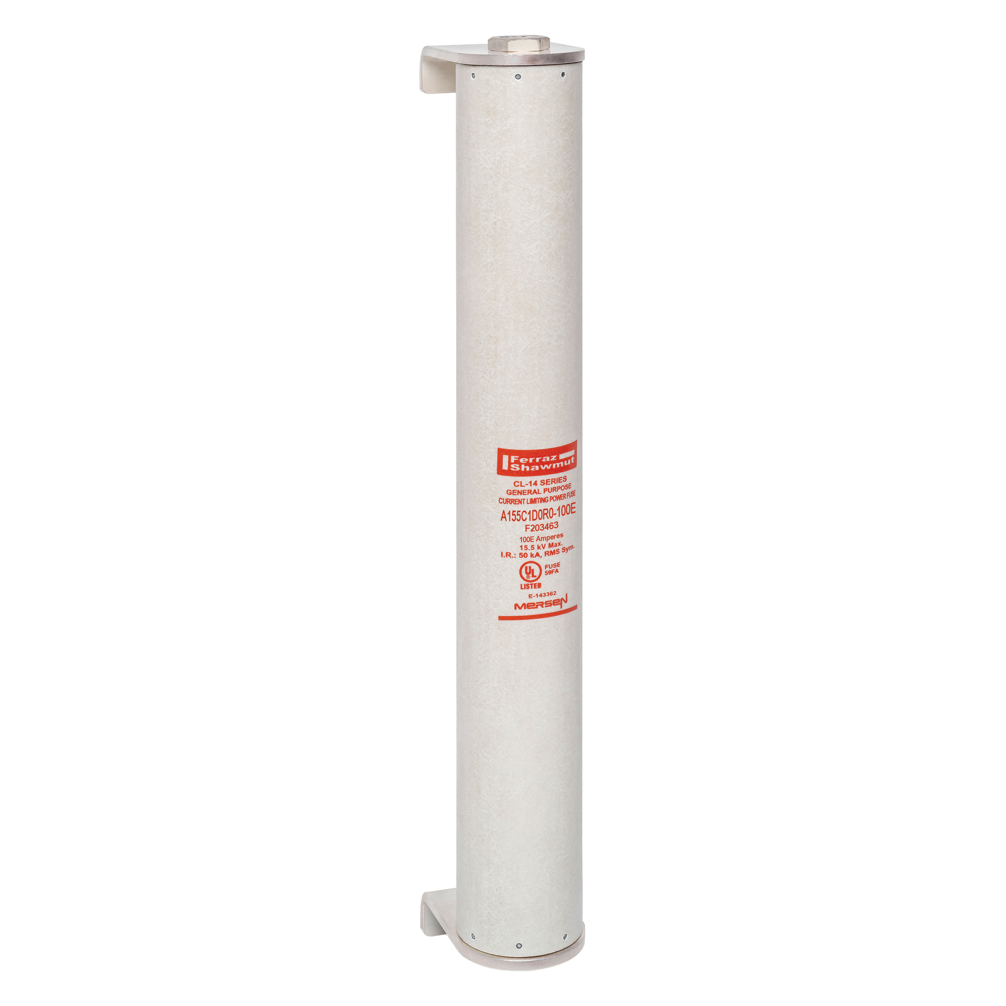 A155C1D0R0-100E Amp-Trap CL-14 Current Limiting Medium Voltage General Purpose Fuse, 100 A, 15.5 kV AC, 50 kA, Class E, Ferrule Body