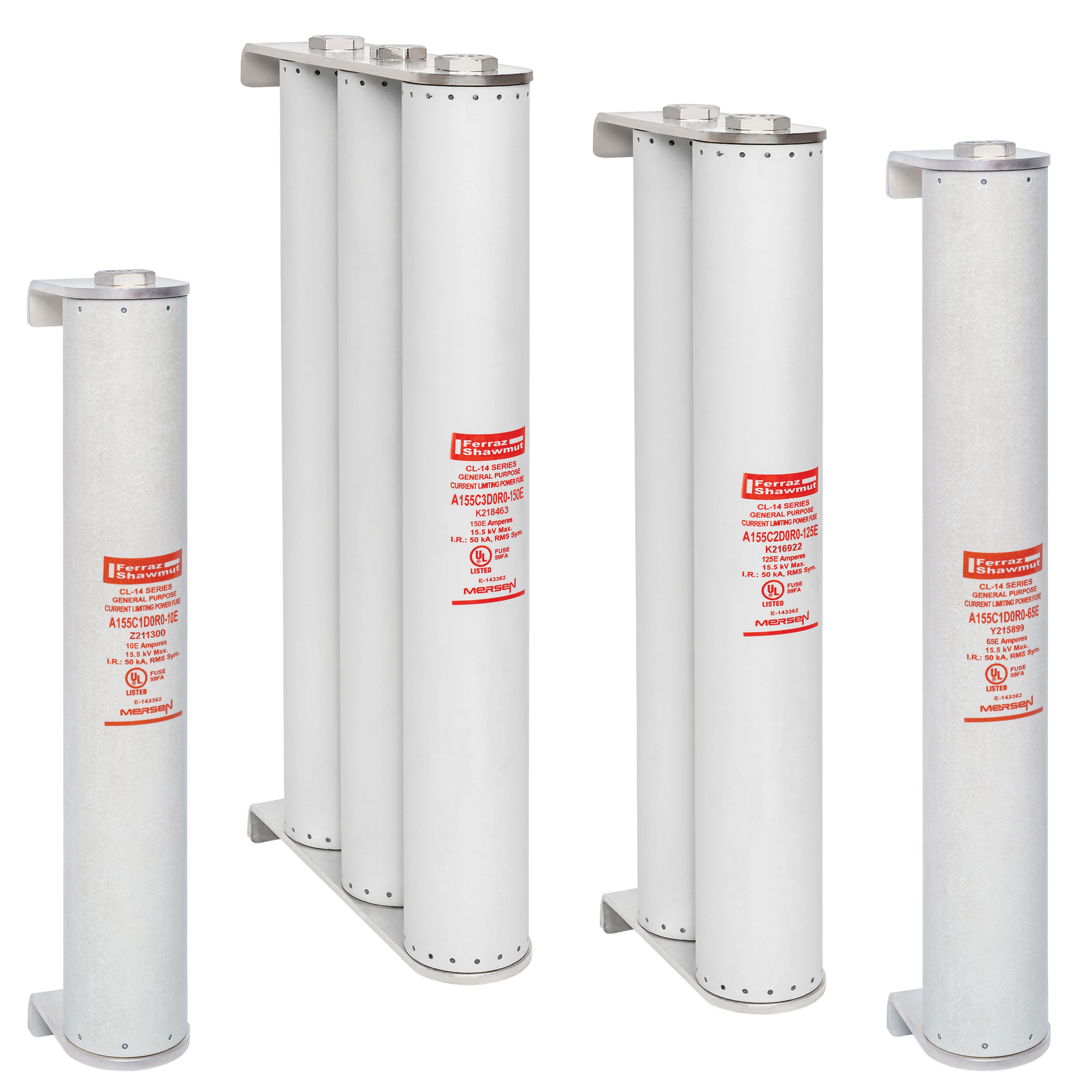 A155C1D0R0-50E Amp-Trap CL-14 Current Limiting Medium Voltage General Purpose Fuse, 50 A, 15.5 kV AC, 50 kA, Class E, Ferrule Body