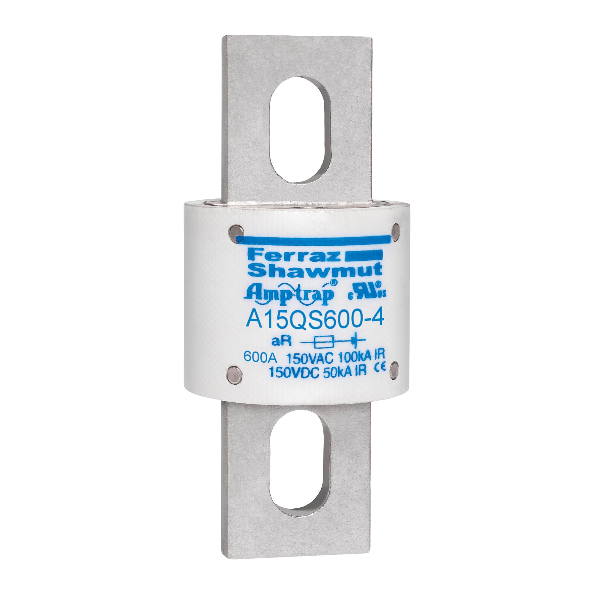 A15QS600-4 Amp-Trap Round Style Semi-Conductor High Speed Fuse, 600 A, 150 V AC, 50/100 kA Interrupt, Cylindrical/Round Body