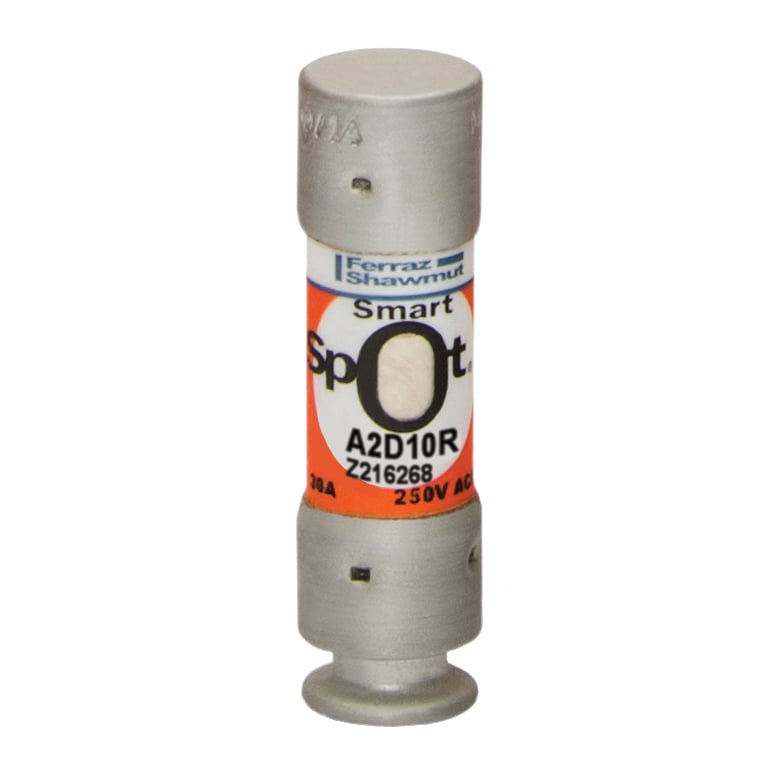 A2D10R Amp-Trap 2000 SmartSpot Current Limiting Low Voltage North American Time Delay Power Fuse, 10 A, 250 V AC, 200 kA Interrupt, RK1 Class, Cylindrical Body