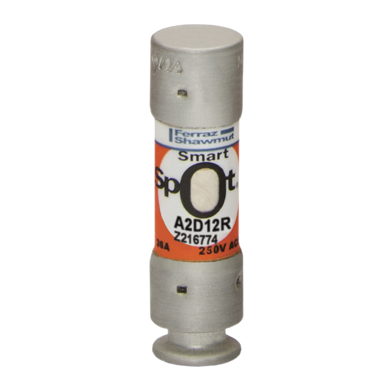 A2D12R Amp-Trap 2000 SmartSpot Current Limiting Low Voltage North American Time Delay Power Fuse, 12 A, 250 V AC, 200 kA Interrupt, RK1 Class, Cylindrical Body