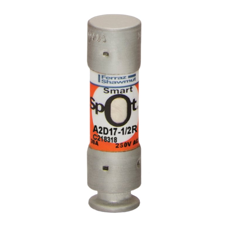 A2D17-1/2R Amp-Trap 2000 SmartSpot Low Voltage North American Style Time Delay Power Fuse, 17.5 A, 250 V AC, 200 kA Interrupt, RK1 Class, Cylindrical Body