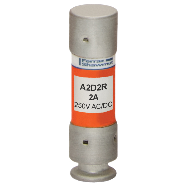 A2D2R Amp-Trap 2000 SmartSpot Current Limiting Low Voltage North American Time Delay Power Fuse, 2 A, 250 V AC, 200 kA Interrupt, RK1 Class, Cylindrical Body