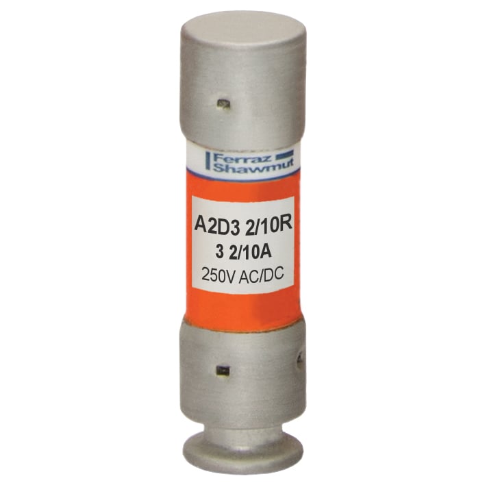 A2D3-2/10R Amp-Trap 2000 SmartSpot Current Limiting Low Voltage North American Time Delay Power Fuse, 3.2 A, 250 V AC, 200 kA Interrupt, RK1 Class, Cylindrical Body