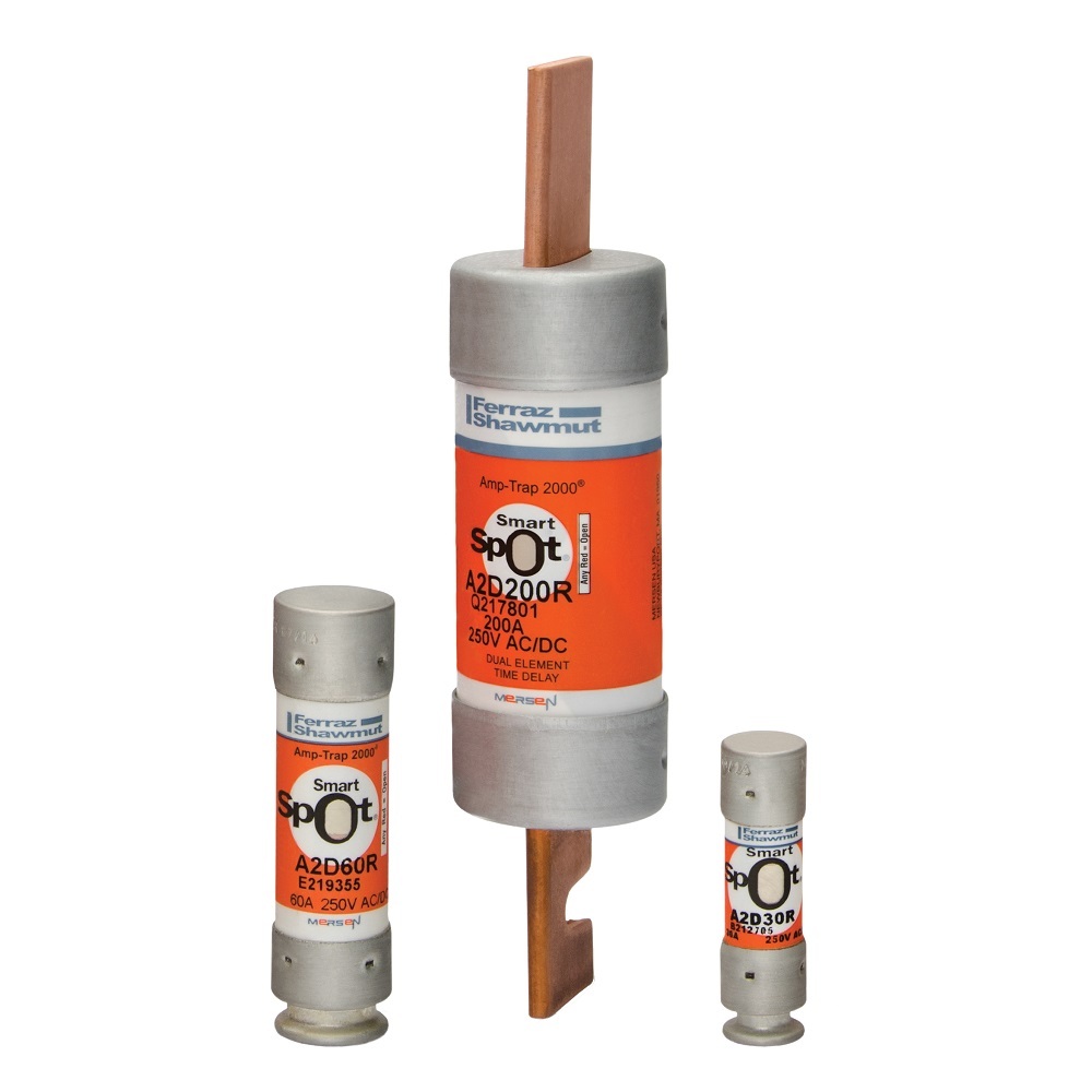 A2D400R Amp-Trap 2000 SmartSpot Current Limiting Low Voltage North American Time Delay Power Fuse, 400 A, 250 V AC, 200 kA Interrupt, RK1 Class, Cylindrical Body