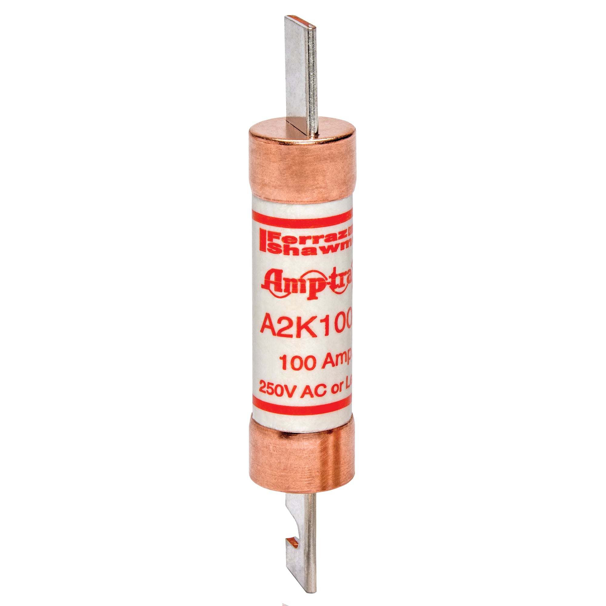 A2K100R Amp-Trap 2000 SmartSpot A2K-R Current Limiting Low Voltage Fast Acting Fuse, 100 A, 250 V AC/DC, 200/20 kA, Class RK1, Cylindrical Body