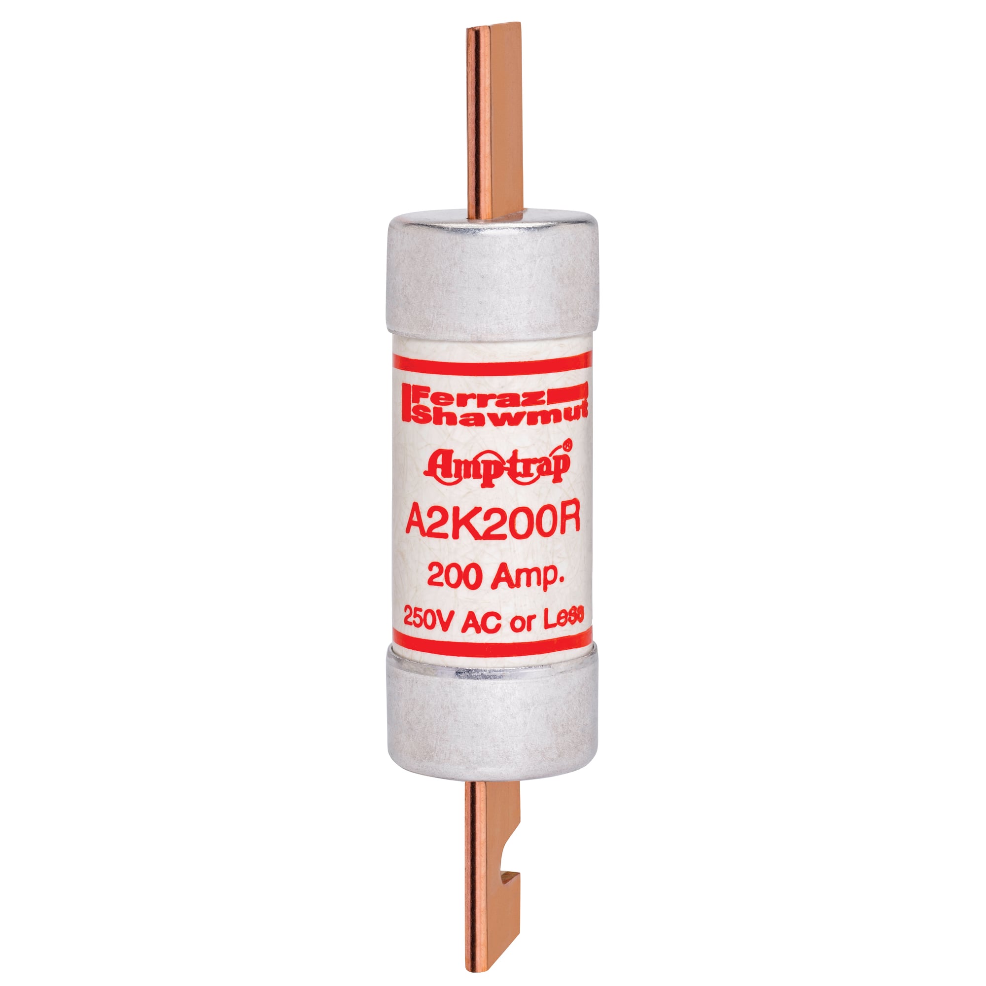 A2K200R Amp-Trap 2000 SmartSpot A2K-R Current Limiting Low Voltage Fast Acting Fuse, 200 A, 250 V AC/DC, 200/20 kA, Class RK1, Cylindrical Body