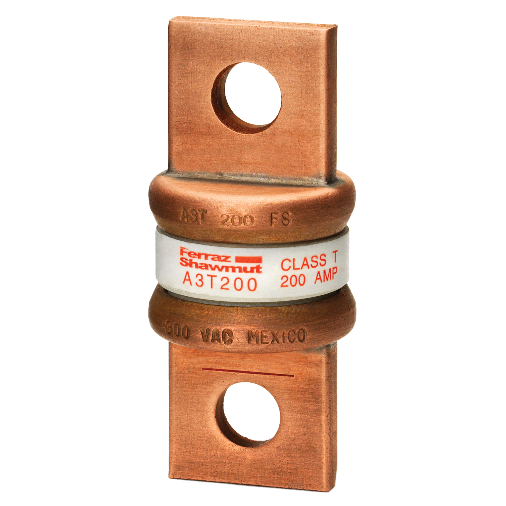 A3T200 Amp-Trap Current Limiting Low Voltage Fast Acting Fuse, 200 A, 300 V AC/160 V DC, 50/200 kA Interrupt, T Class, Cylindrical Body