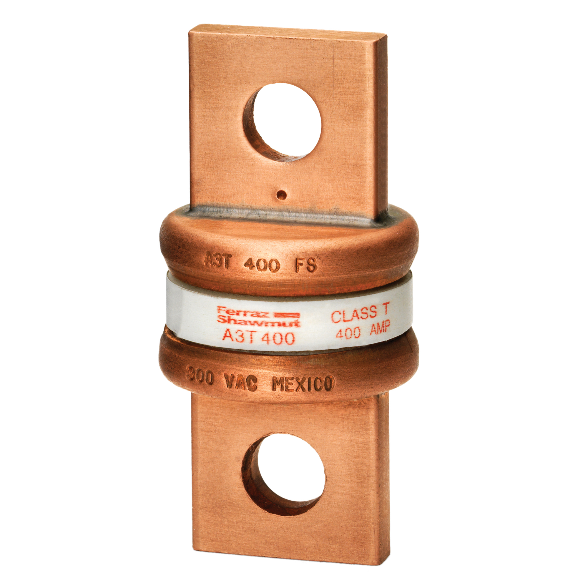 A3T400 Amp-Trap Current Limiting Low Voltage Fast Acting Fuse, 400 A, 300 V AC/160 V DC, 50/200 kA Interrupt, T Class, Cylindrical Body