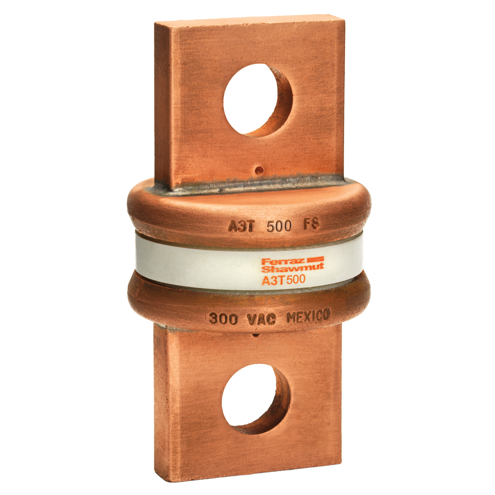 A3T500 Fast Acting Low Voltage North American Style Power Fuse, 500 A, 300 V AC/160 V DC, 50/200 kA Interrupt, T Class, Cylindrical Body