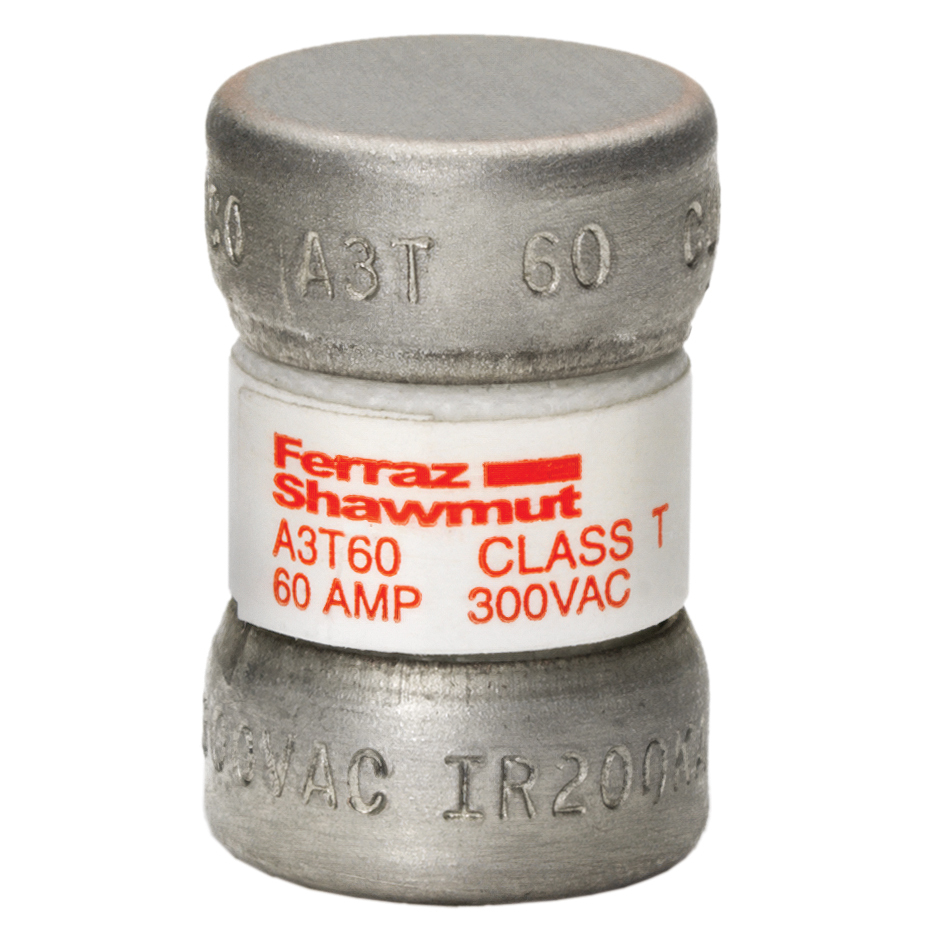 A3T60 Amp-Trap Current Limiting Low Voltage Fast Acting Fuse, 60 A, 300 V AC/160 V DC, 50/200 kA, Class T, Cylindrical Body