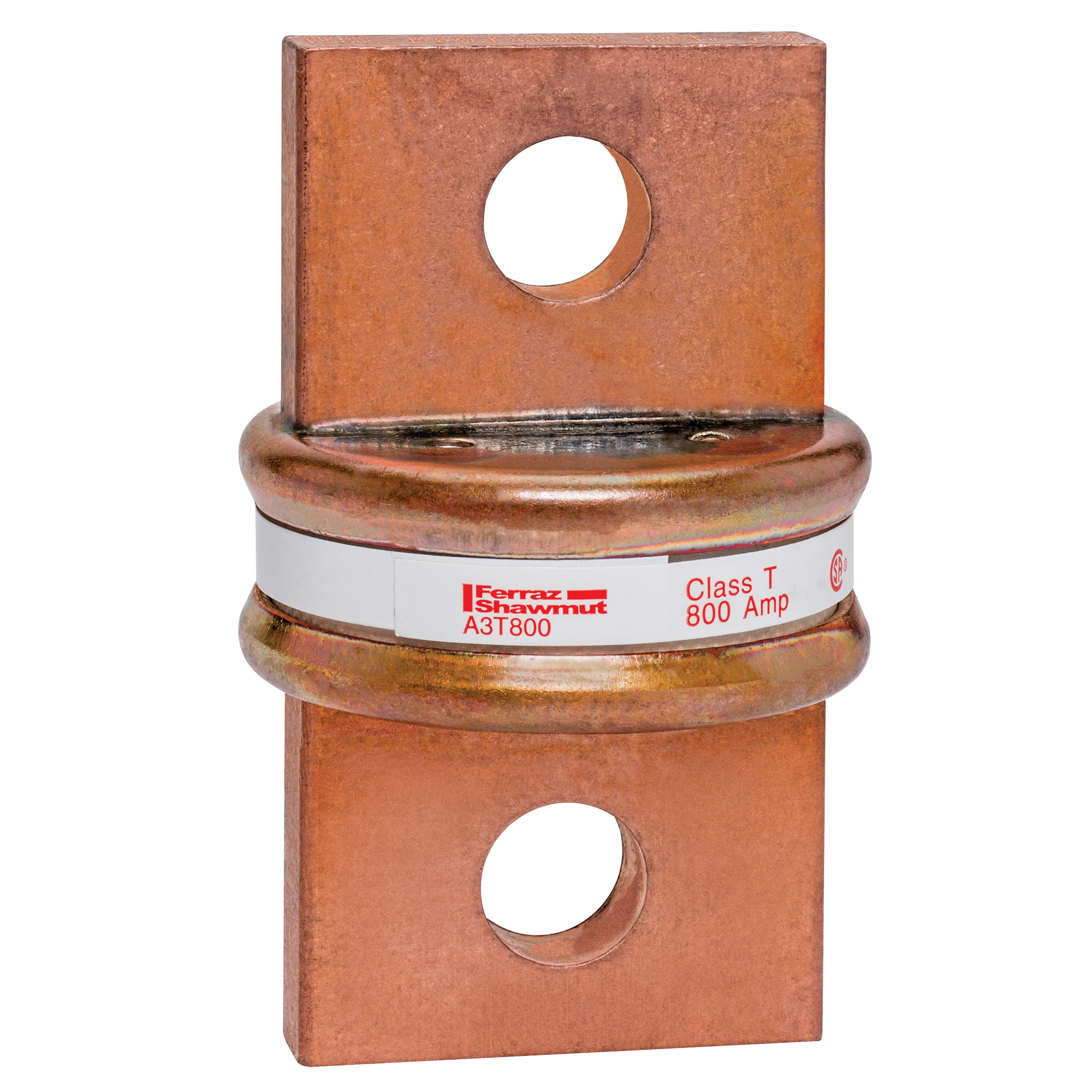 A3T800 Amp-Trap Current Limiting Low Voltage Fast Acting Fuse, 800 A, 300 V AC/160 V DC, 50/200 kA Interrupt, T Class, Cylindrical Body