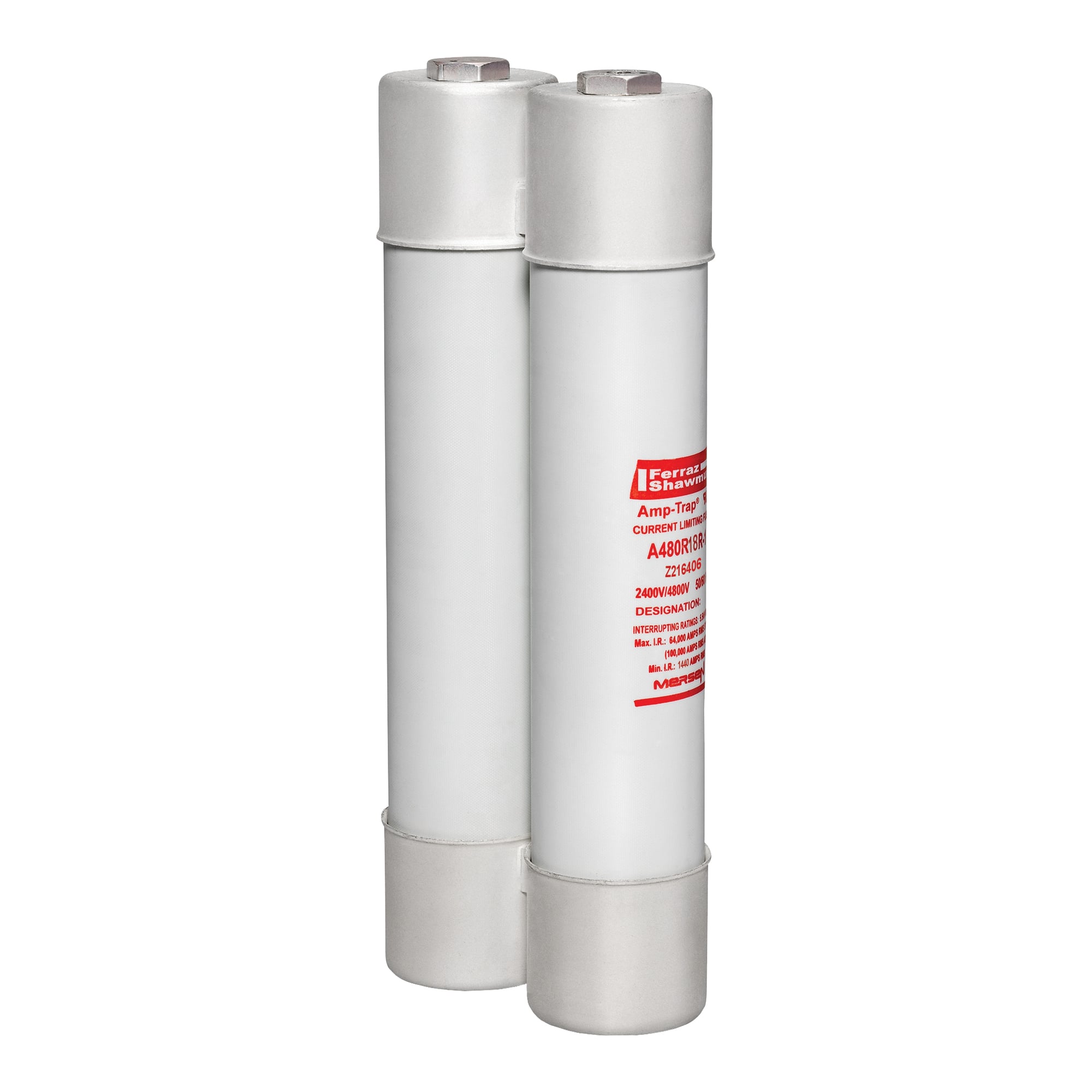 A480R18R-1 Amp-Trap 2-Barrel Back Up Current-Limiting Medium Voltage Motor Protection Fuse, 390 A, 4.8 kV AC, 64 kA Interrupt, Class: R