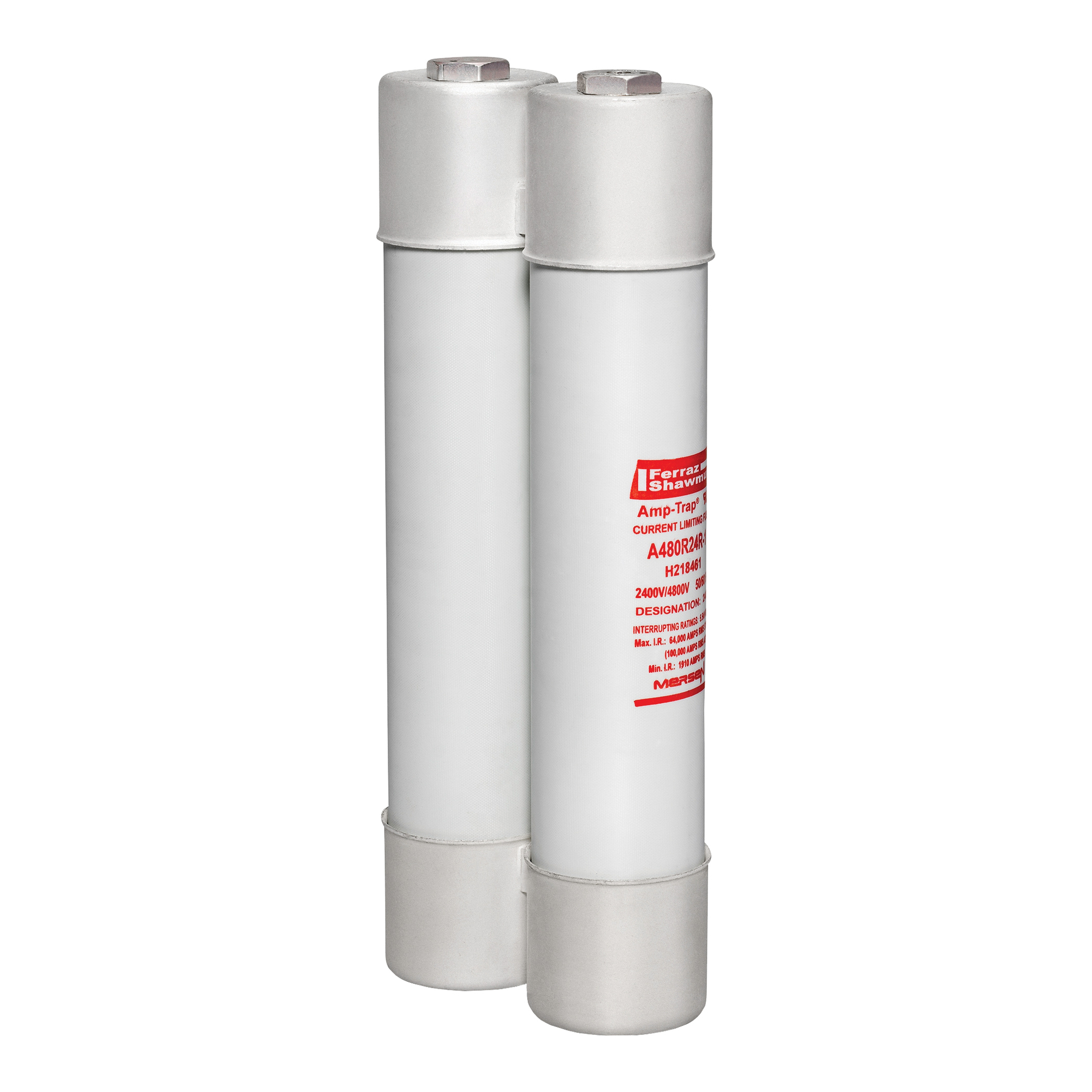 A480R24R-1 Amp-Trap 2-Barrel Back Up Current-Limiting Medium Voltage Motor Protection Fuse, 450 A, 4.8 kV AC, 65 kA Interrupt, Class: R