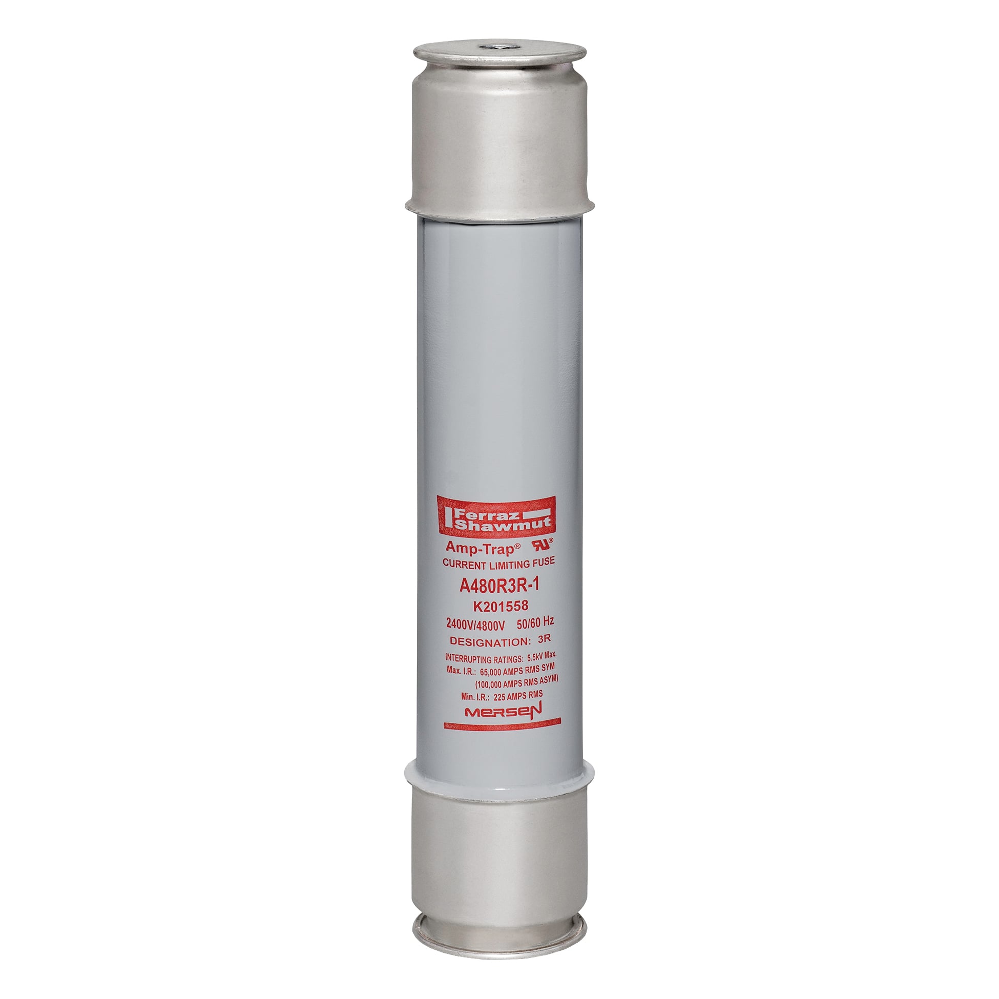 A480R3R-1 Amp-Trap 1-Barrel Back Up Current-Limiting Medium Voltage Motor Protection Fuse, 100 A, 4.8 kV AC, 65 kA Interrupt, Class: R