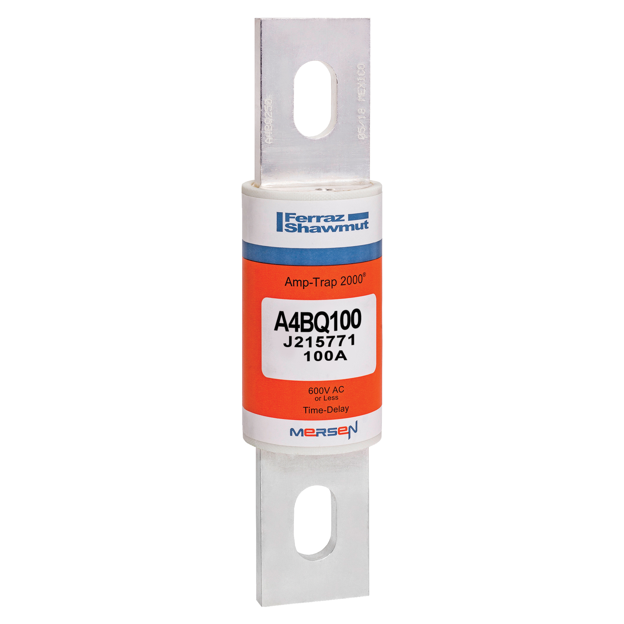 A4BQ100 Amp-Trap 2000 SmartSpot Low Voltage North American Style Time Delay Power Fuse, 100 A, 600 V AC, 200 kA Interrupt, L Class, Cylindrical Body