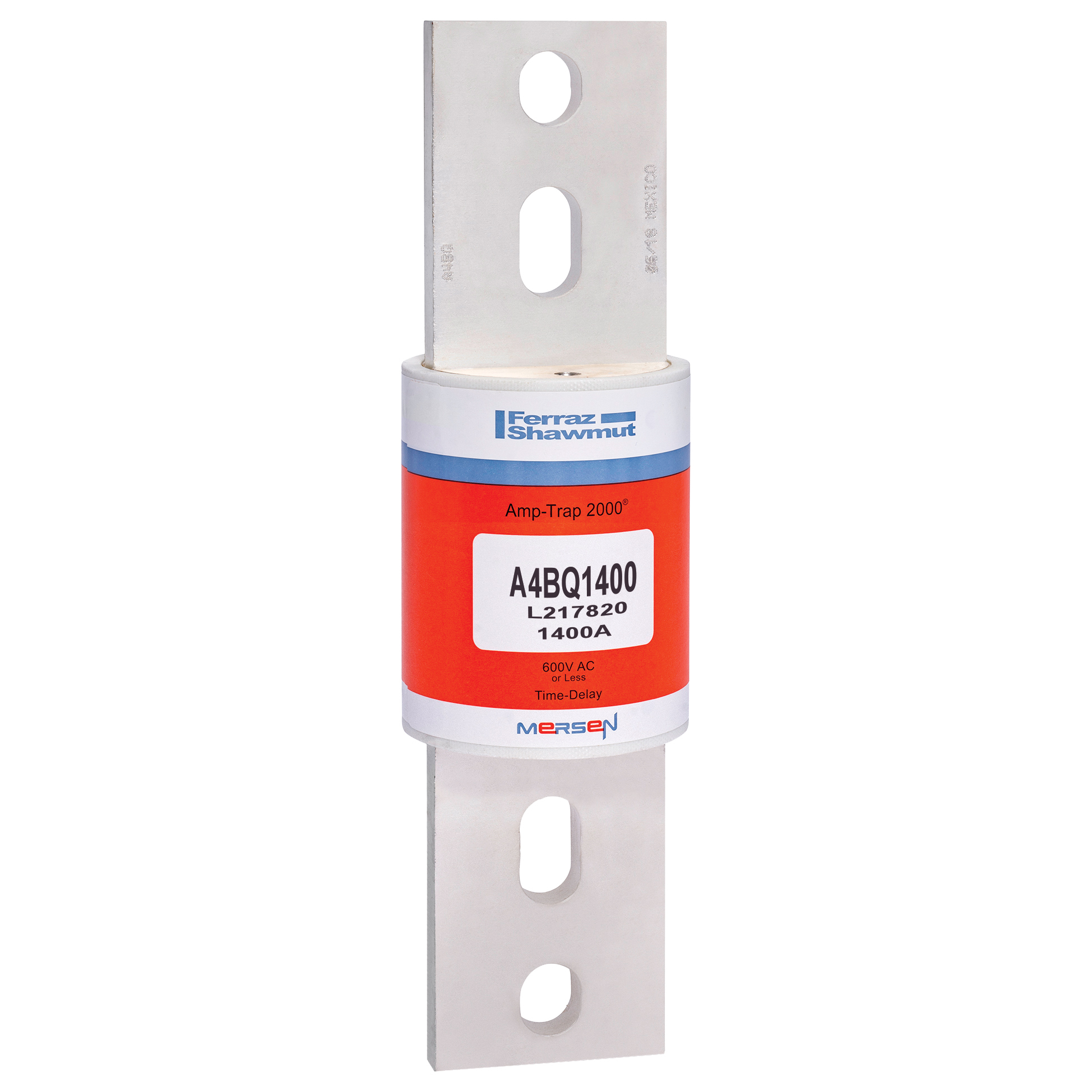 A4BQ1400 Amp-Trap 2000 SmartSpot Current Limiting Low Voltage North American Time Delay Power Fuse, 1400 A, 600 V AC, 200 kA Interrupt, L Class, Cylindrical Body