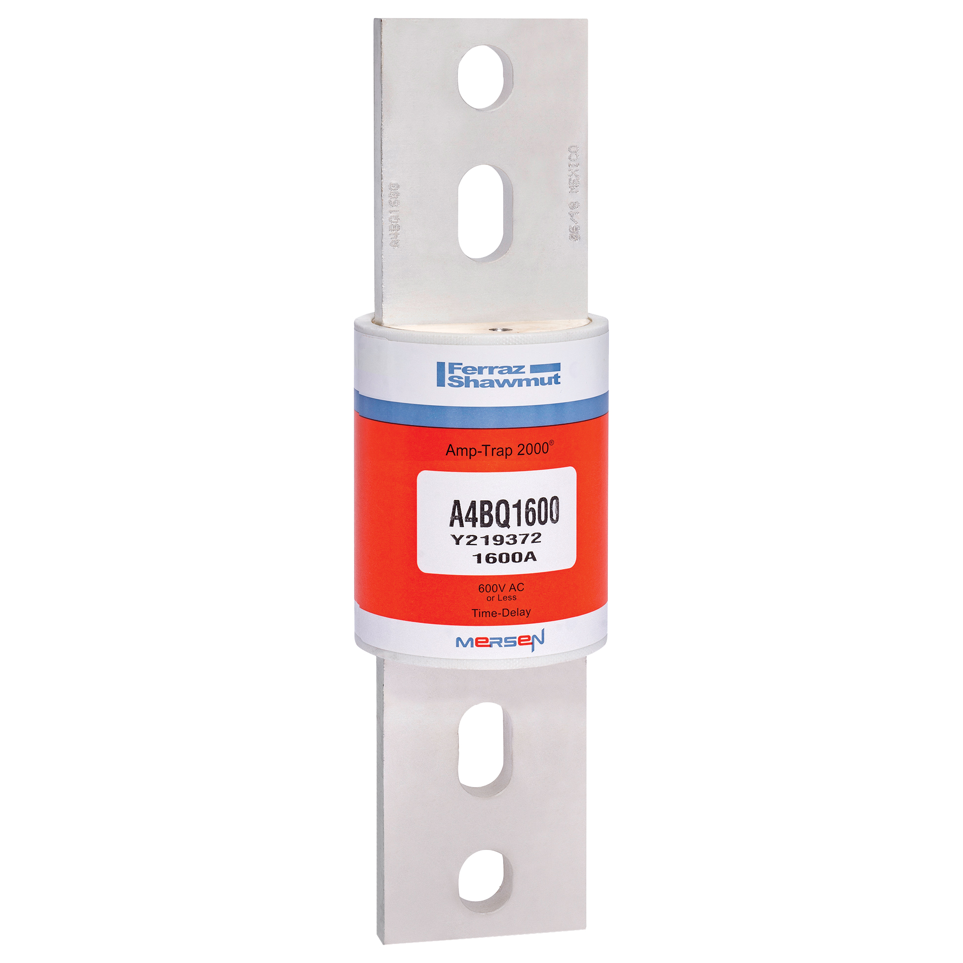 A4BQ1600 Amp-Trap 2000 SmartSpot Current Limiting Low Voltage North American Time Delay Power Fuse, 1600 A, 600 V AC, 200 kA Interrupt, L Class, Cylindrical Body