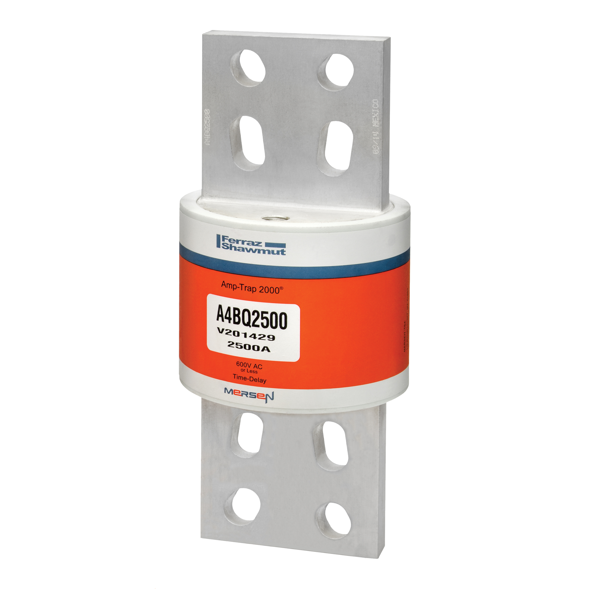 A4BQ2500 Amp-Trap 2000 SmartSpot Current Limiting Low Voltage North American Time Delay Power Fuse, 2500 A, 600 V AC, 200 kA Interrupt, L Class, Cylindrical Body