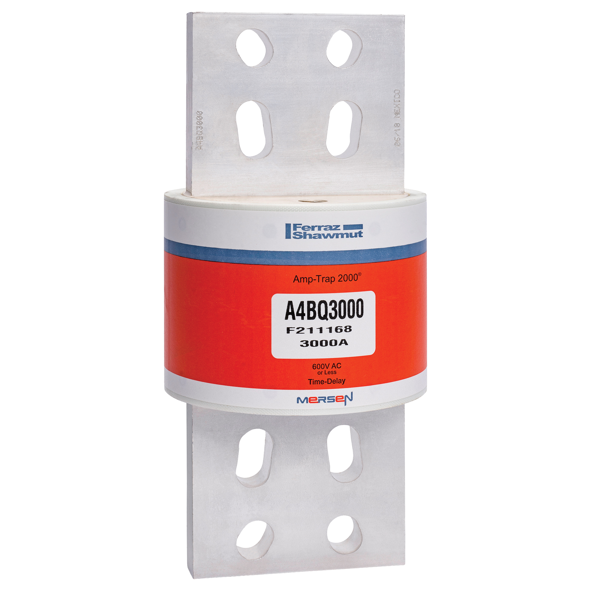 A4BQ3000 Amp-Trap 2000 SmartSpot Current Limiting Low Voltage North American Time Delay Power Fuse, 3000 A, 600 V AC, 200 kA Interrupt, L Class, Cylindrical Body
