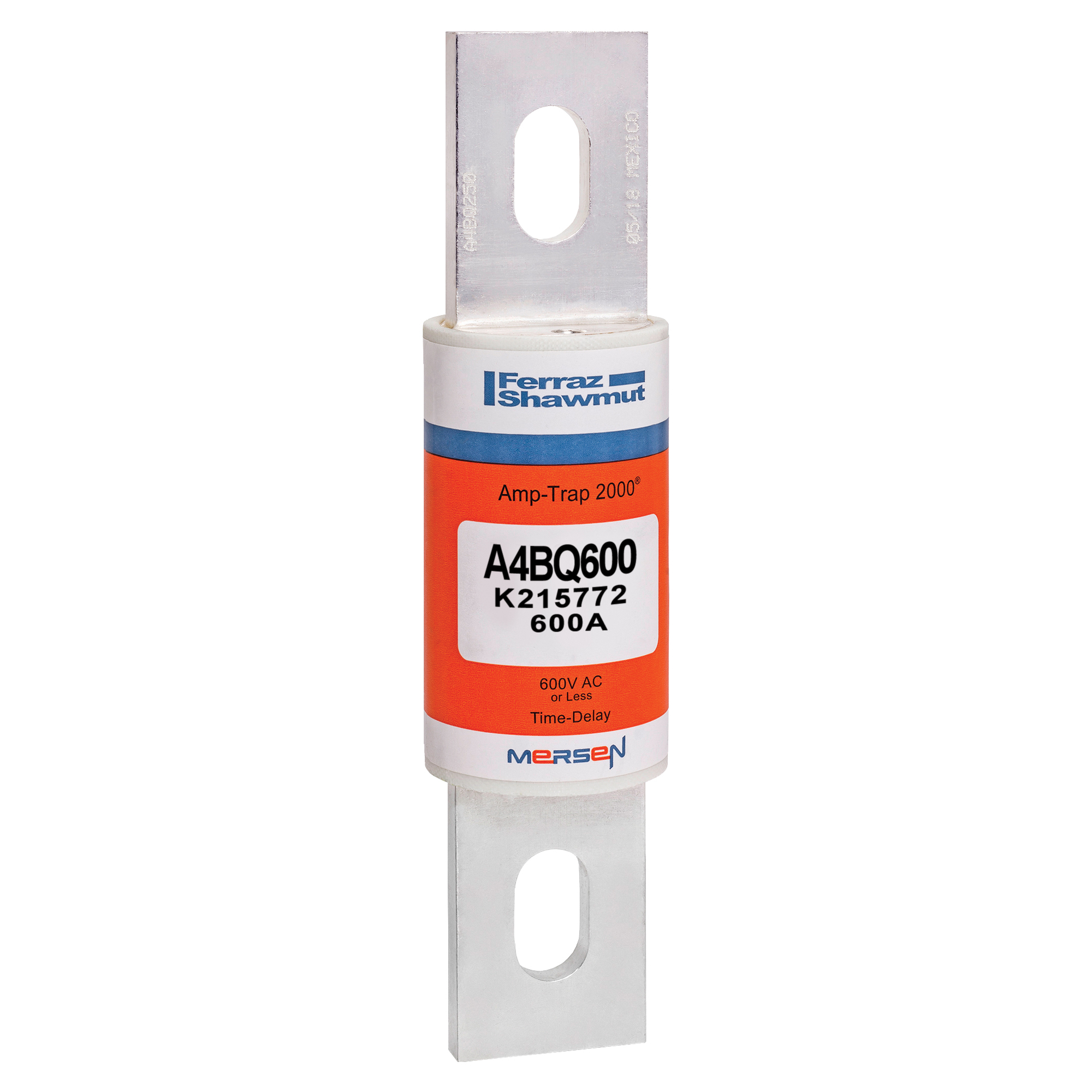 A4BQ600 Amp-Trap 2000 SmartSpot Current Limiting Low Voltage North American Time Delay Power Fuse, 600 A, 600 V AC, 200 kA Interrupt, L Class, Cylindrical Body
