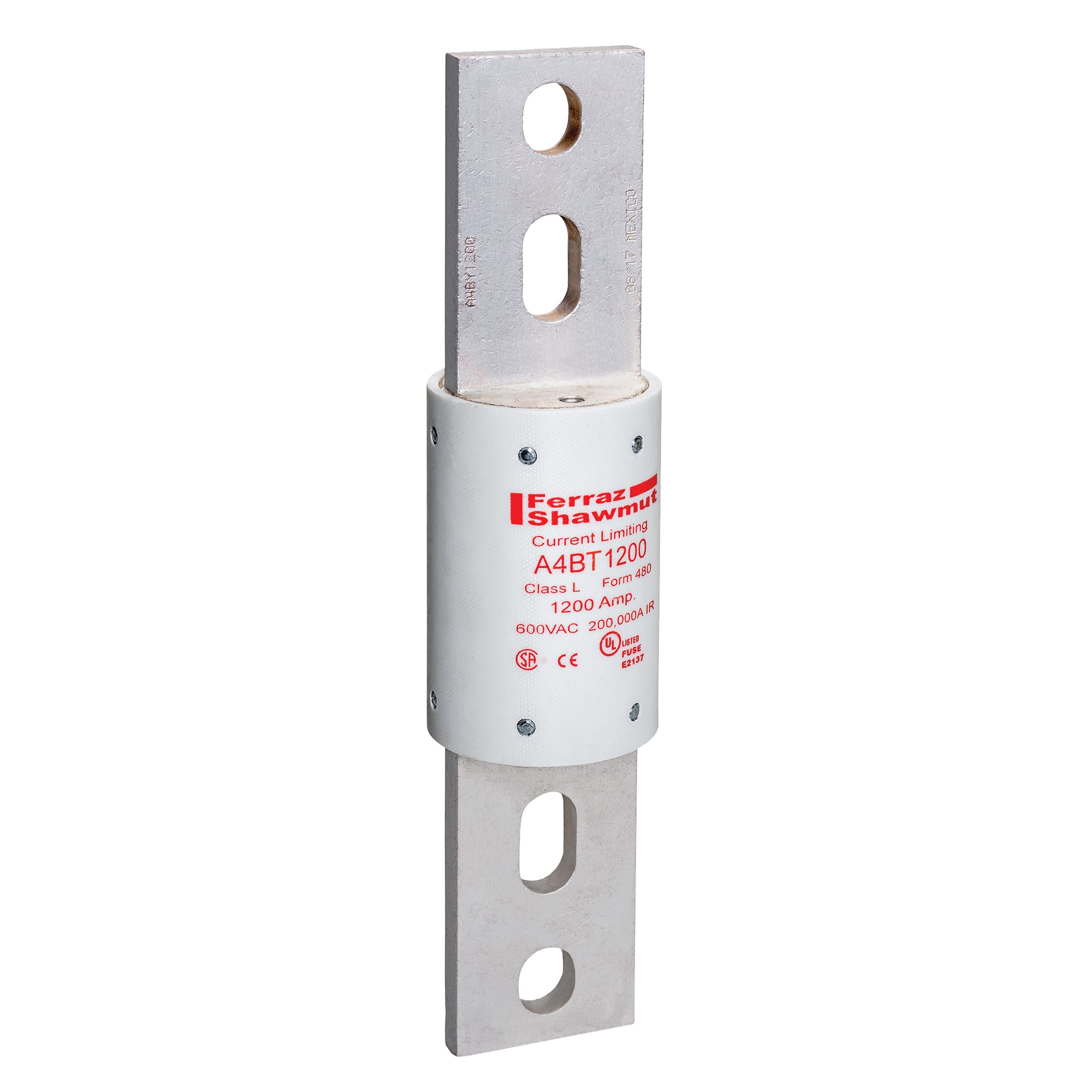 A4BT1200 Amp-Trap Current Limiting Low Voltage Time Delay Fuse, 1200 A, 600 V AC/500 V DC, 200/100 kA Interrupt, L Class, Cylindrical Body