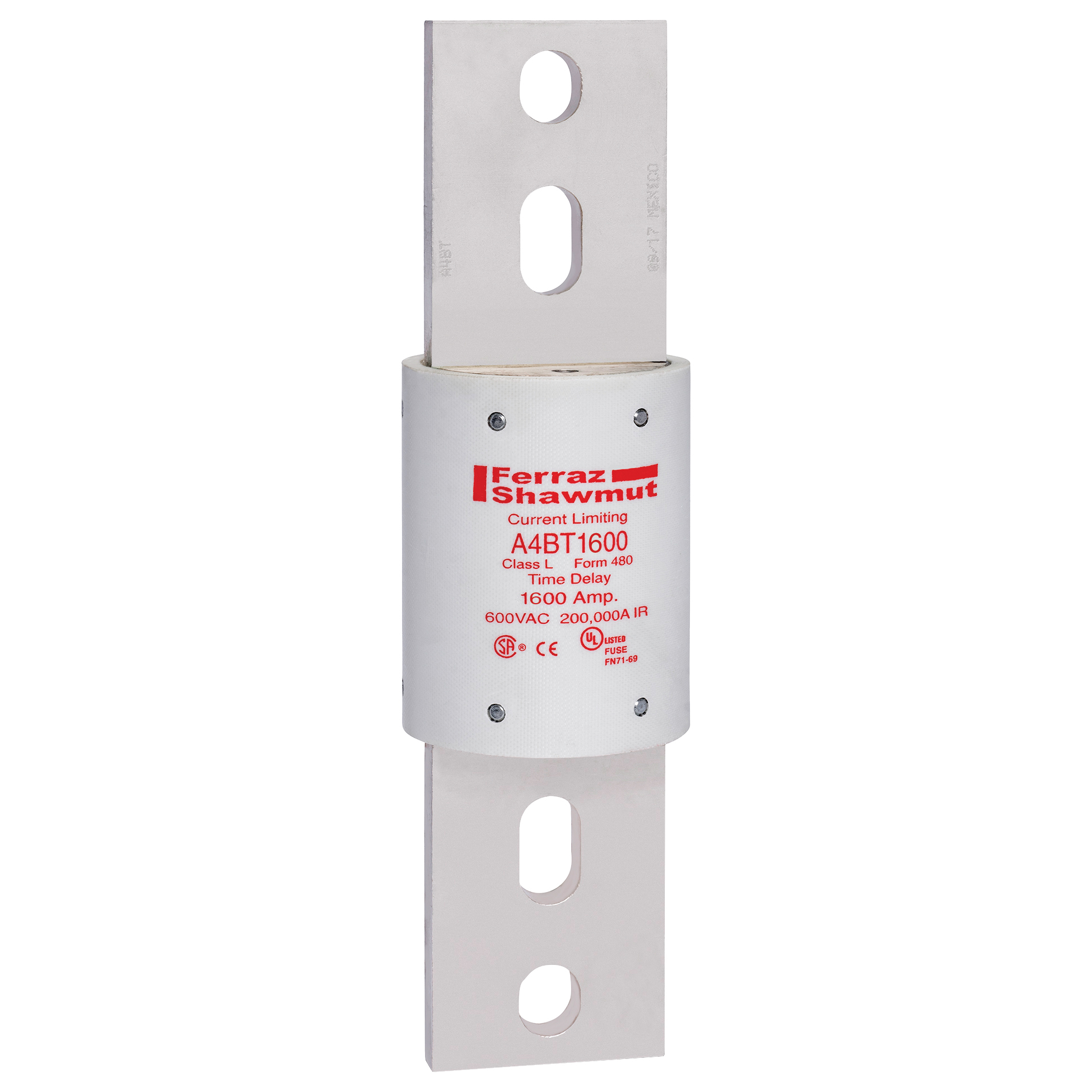 A4BT1600 Amp-Trap Current Limiting Low Voltage Time Delay Fuse, 1600 A, 600 V AC/500 V DC, 200/100 kA Interrupt, L Class, Cylindrical Body