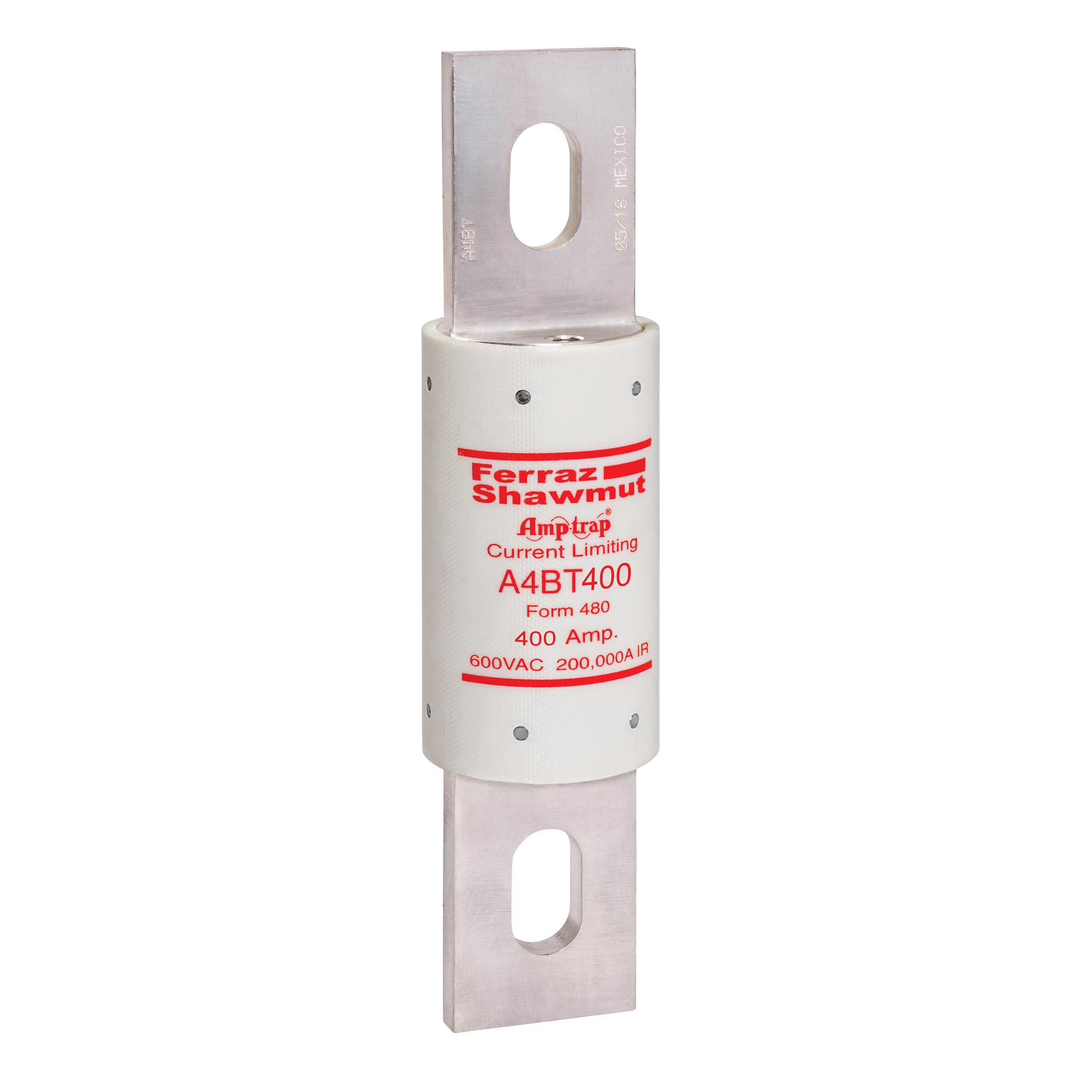 A4BT400 Amp-Trap Current Limiting Low Voltage Time Delay Fuse, 400 A, 600 V AC/500 V DC, 200/100 kA Interrupt, L Class, Cylindrical Body