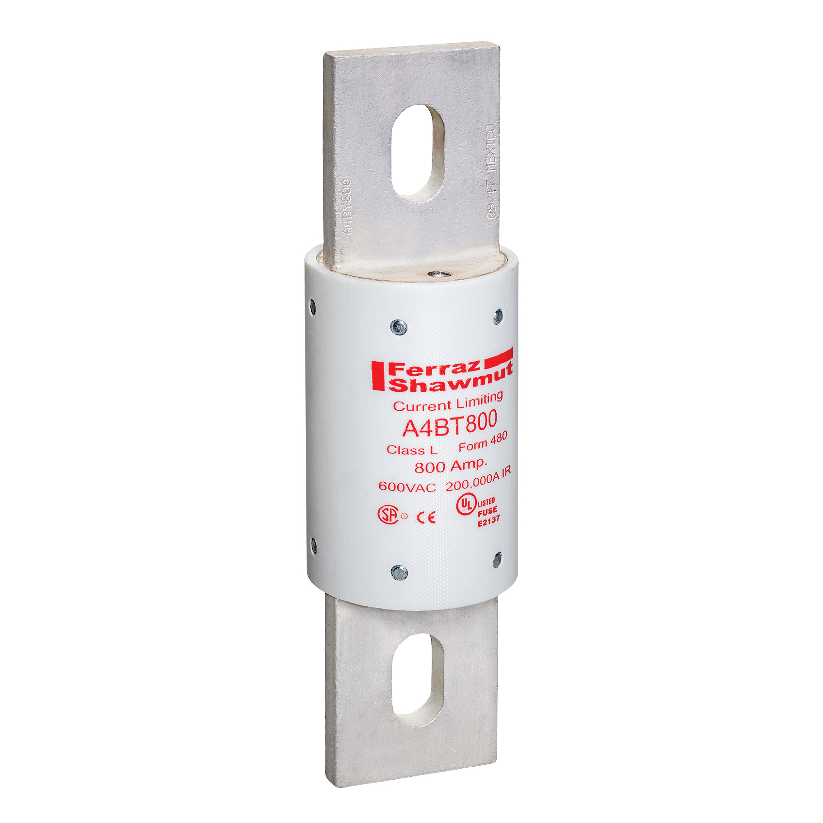 A4BT800 Amp-Trap Current Limiting Low Voltage Time Delay Fuse, 800 A, 600 V AC/500 V DC, 200/100 kA Interrupt, L Class, Cylindrical Body