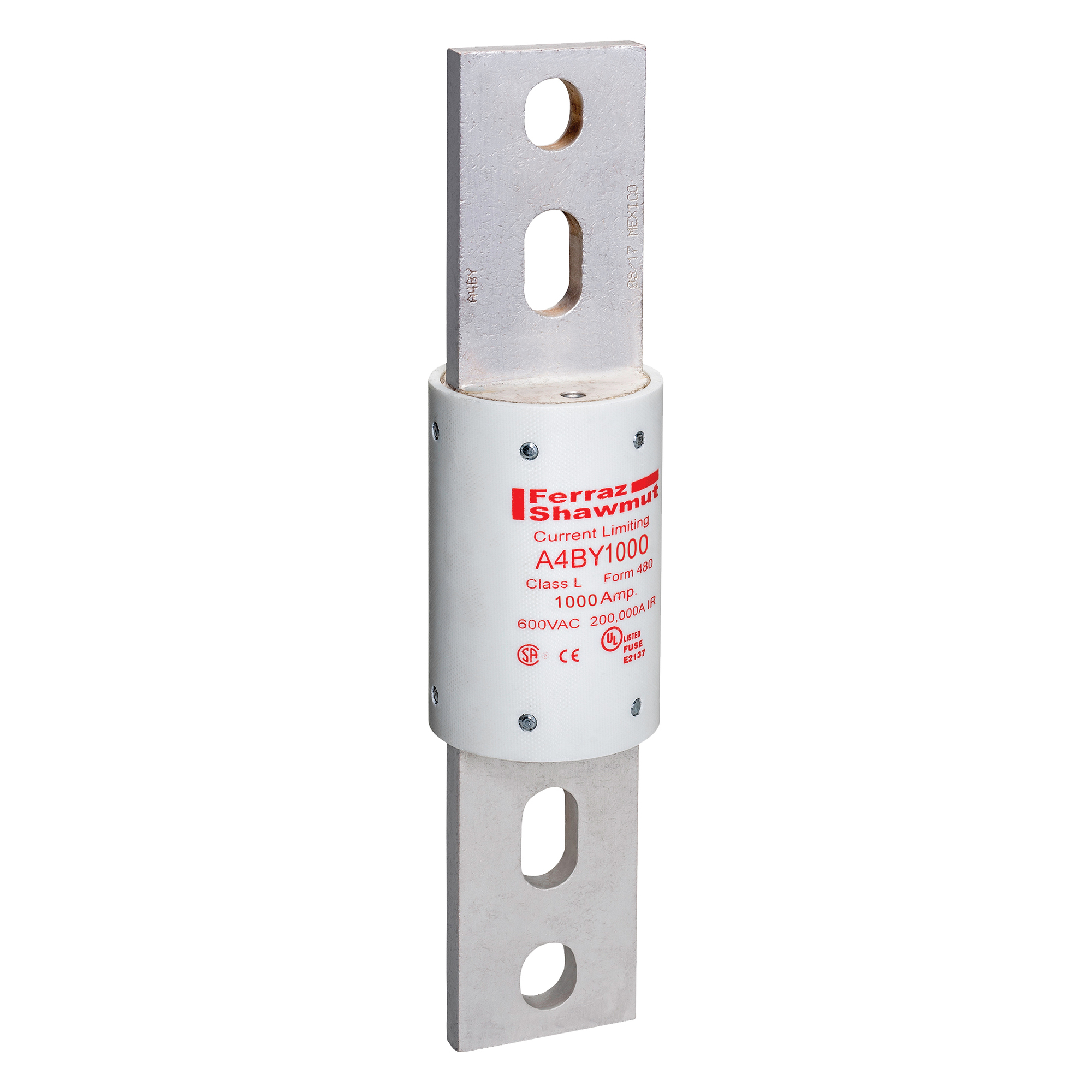A4BY1000 Amp-Trap Current Limiting Low Voltage Time Delay Fuse, 1000 A, 600 V AC/300 V DC, 200/100 kA Interrupt, L Class, Cylindrical Body