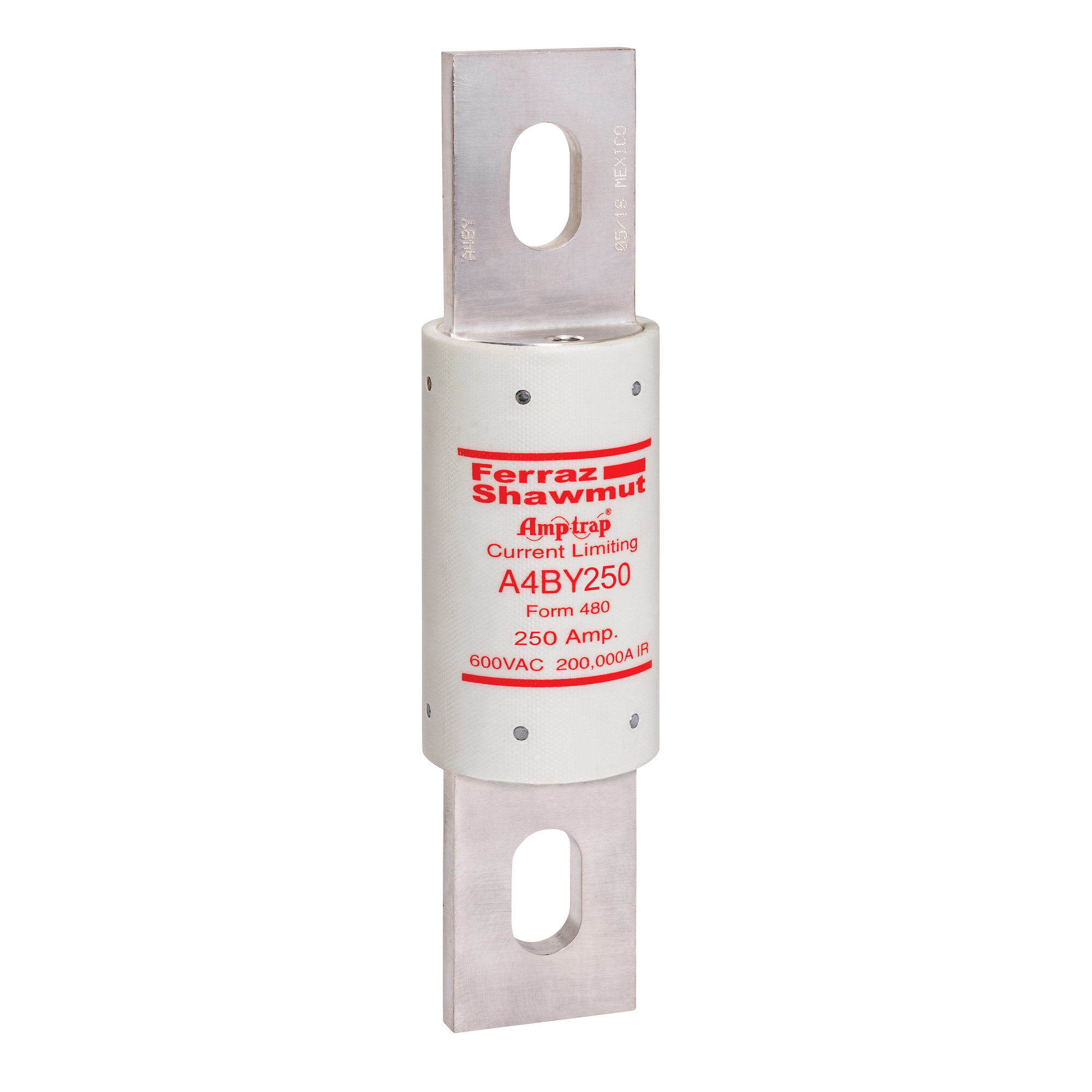 A4BY250 Amp-Trap Current Limiting Low Voltage Time Delay Fuse, 250 A, 600 V AC/300 V DC, 200/100 kA Interrupt, L Class, Cylindrical Body