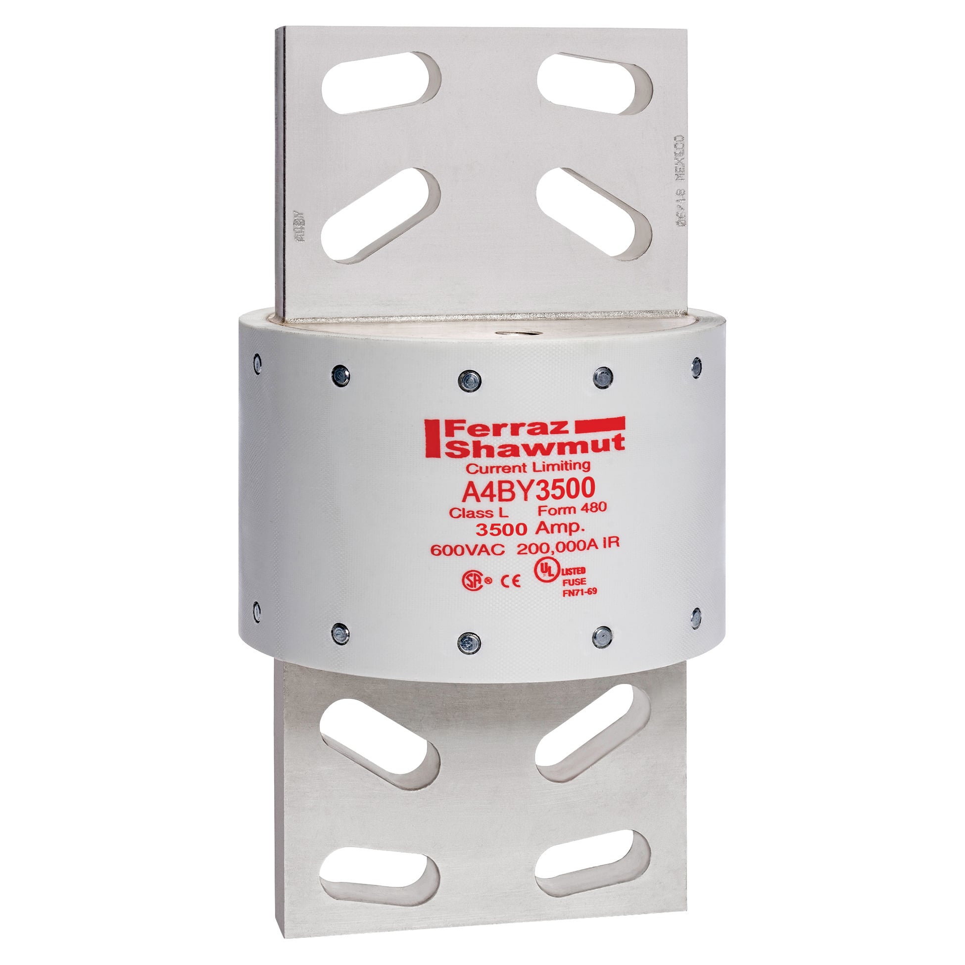 A4BY3500 Amp-Trap Low Voltage North American Style Time Delay Power Fuse, 3500 A, 600 V AC/300 V DC, 100/200 kA Interrupt, L Class, Cylindrical Body