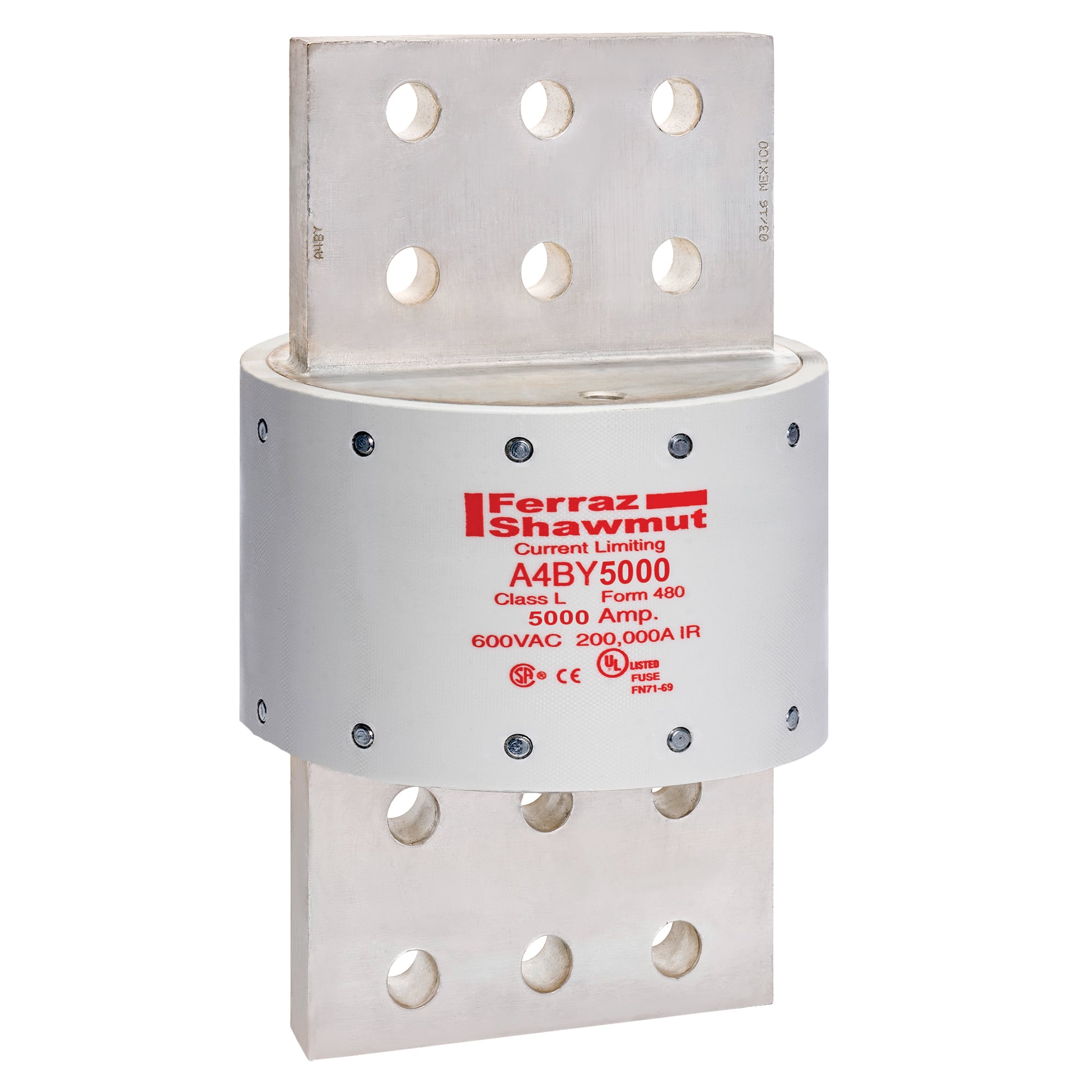 A4BY5000 Amp-Trap Low Voltage North American Style Time Delay Power Fuse, 5000 A, 600 V AC/300 V DC, 100/200 kA Interrupt, L Class, Cylindrical Body