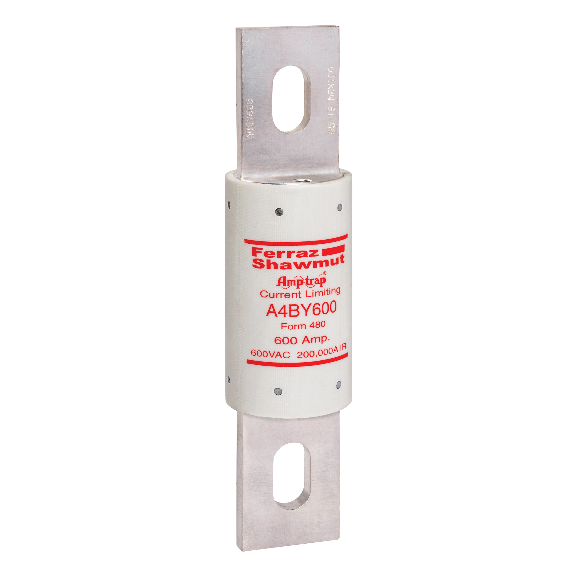 A4BY600 Amp-Trap Current Limiting Low Voltage Time Delay Fuse, 600 A, 600 V AC/300 V DC, 200/100 kA Interrupt, L Class, Cylindrical Body