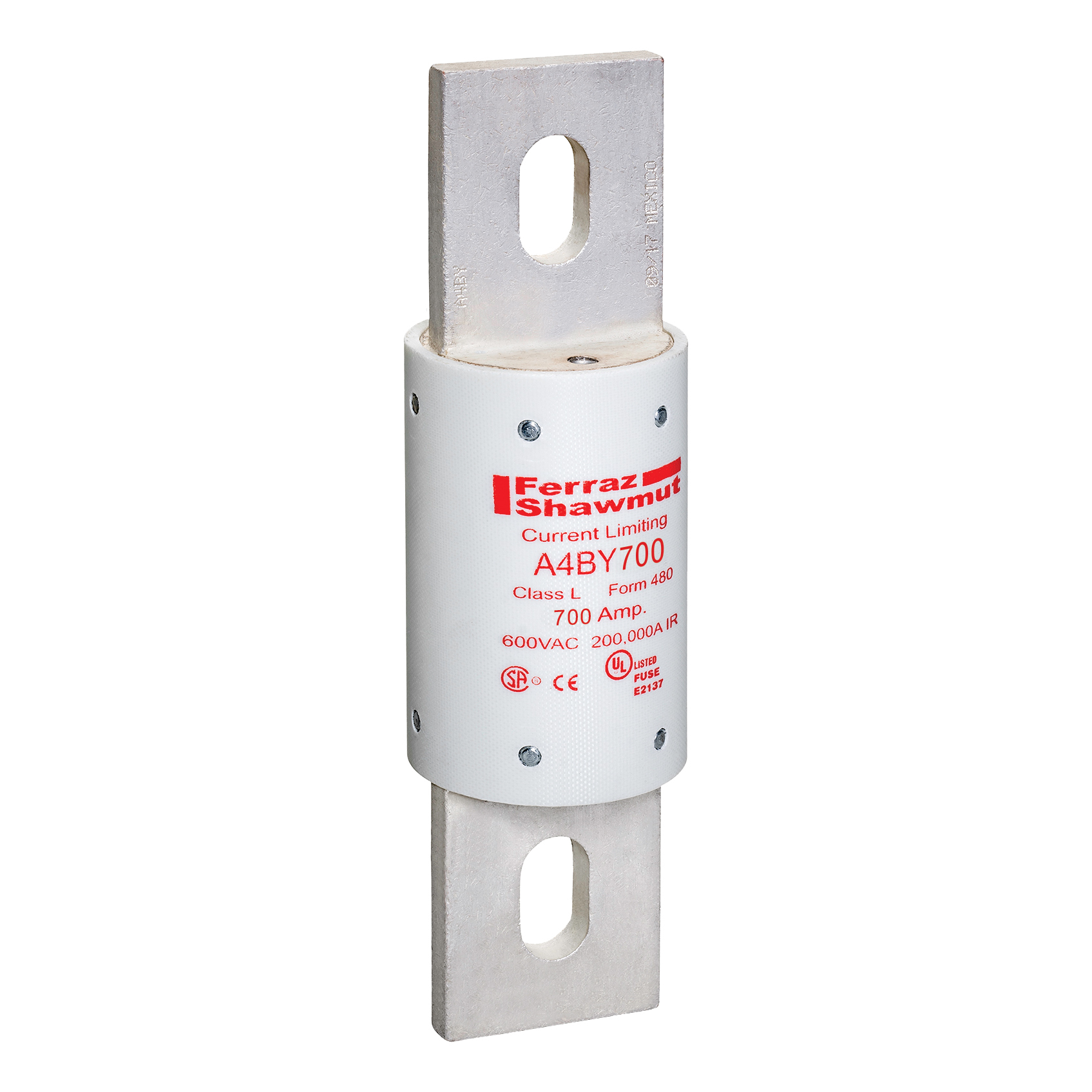 A4BY700 Amp-Trap Current Limiting Low Voltage Time Delay Fuse, 700 A, 600 V AC/300 V DC, 200/100 kA Interrupt, L Class, Cylindrical Body