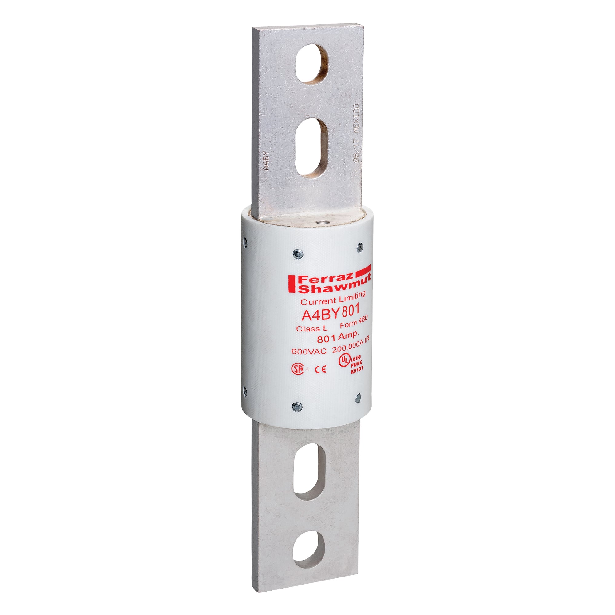 A4BY801 Amp-Trap Current Limiting Low Voltage Time Delay Fuse, 801 A, 600 V AC/300 V DC, 200/100 kA Interrupt, L Class, Cylindrical Body