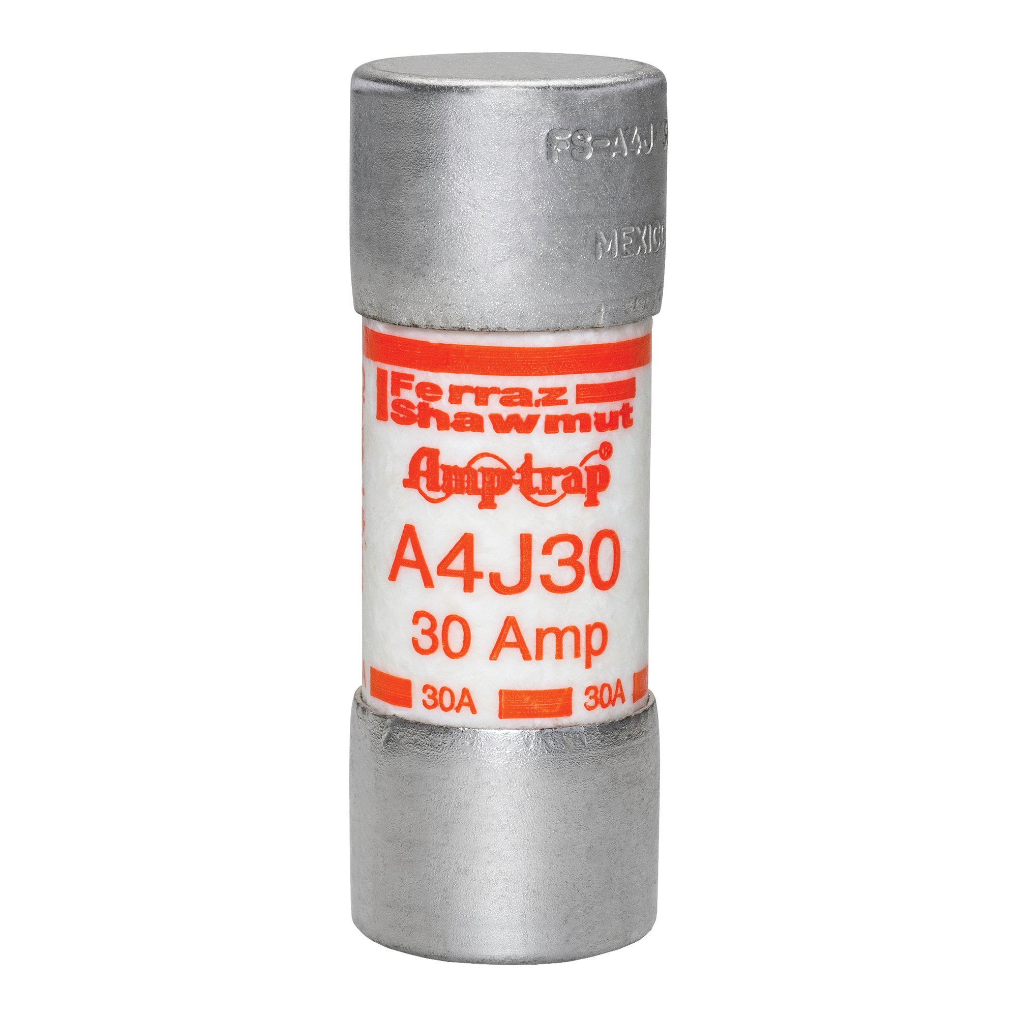 A4J30 Amp-Trap Current Limiting Low Voltage Fast Acting Fuse, 30 A, 600 V AC/300 V DC, 200/100 kA, Class J, Cylindrical Body