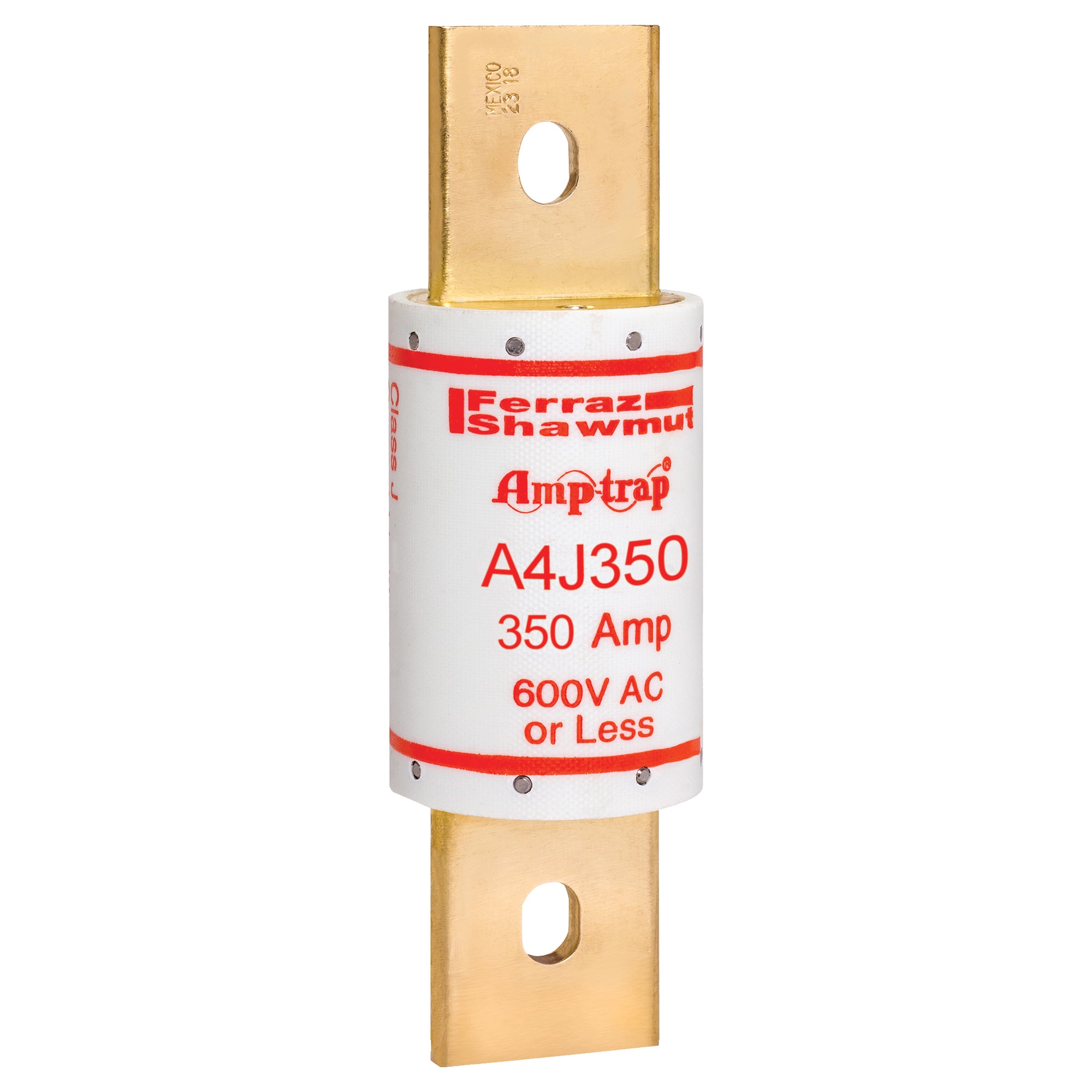 A4J350 Amp-Trap Current Limiting Low Voltage Fast Acting Fuse, 350 A, 600 V AC/300 V DC, 200/100 kA, Class J, Cylindrical Body