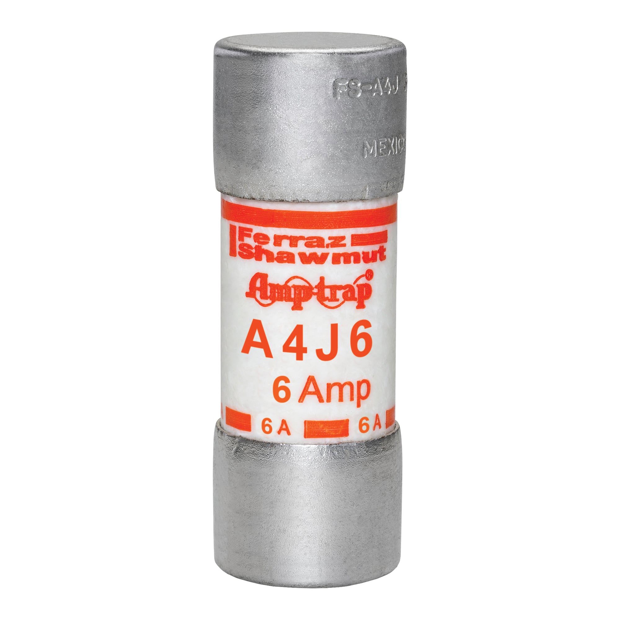 A4J6 Amp-Trap Current Limiting Low Voltage Fast Acting Fuse, 6 A, 600 V AC/300 V DC, 200/100 kA, Class J, Cylindrical Body