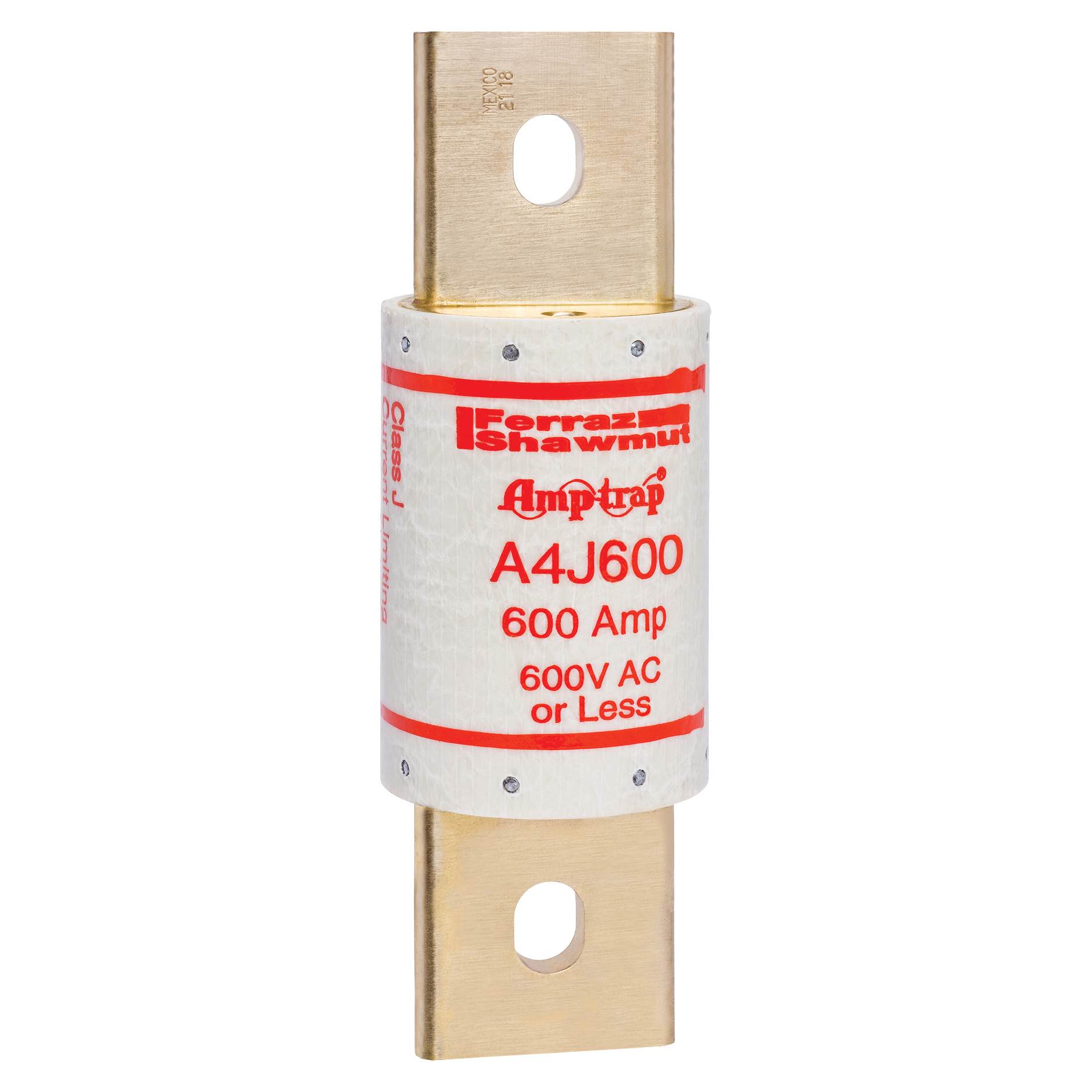 A4J600 Amp-Trap Current Limiting Low Voltage Fast Acting Fuse, 600 A, 600 V AC/300 V DC, 200/100 kA, Class J, Cylindrical Body