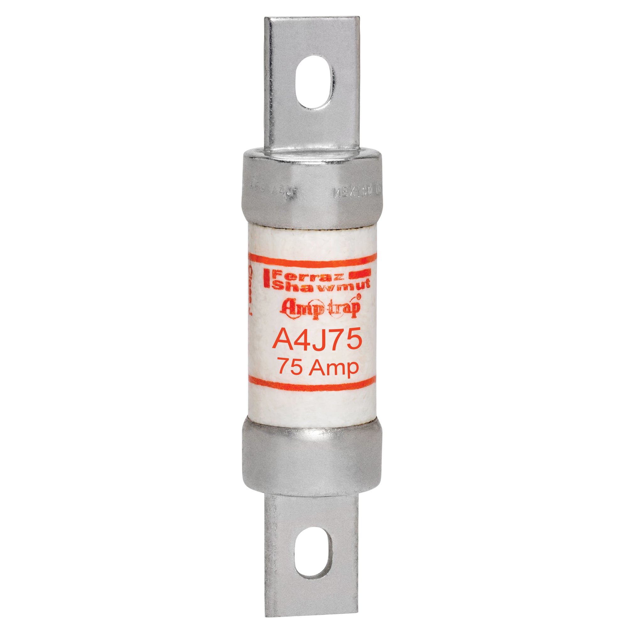 A4J75 Amp-Trap Fast Acting Low Voltage North American Style Power Fuse, 75 A, 600 V AC/300 V DC, 100/200 kA, Class J, Cylindrical Body