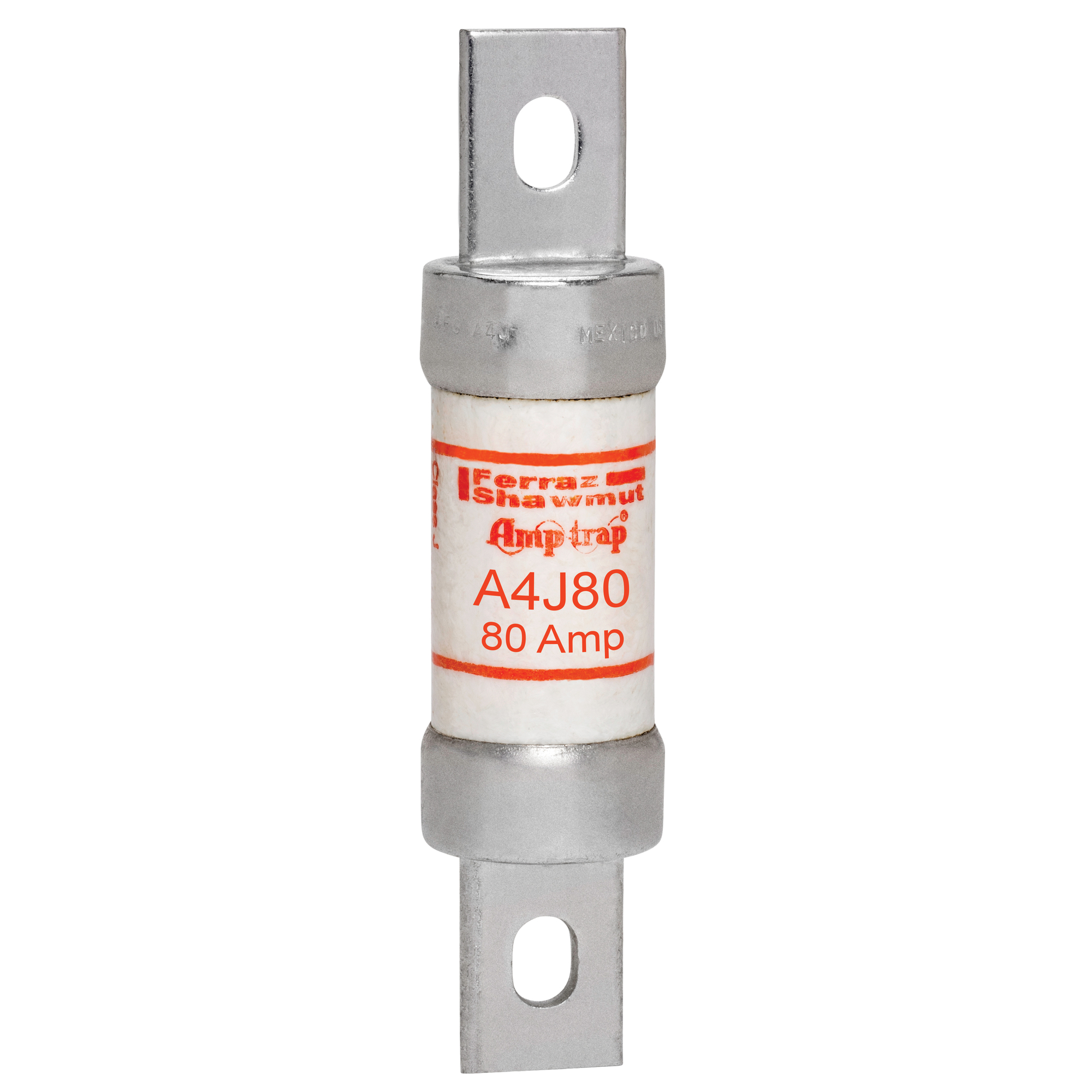 A4J80 Amp-Trap Current Limiting Low Voltage Fast Acting Fuse, 80 A, 600 V AC/300 V DC, 200/100 kA, Class J, Cylindrical Body