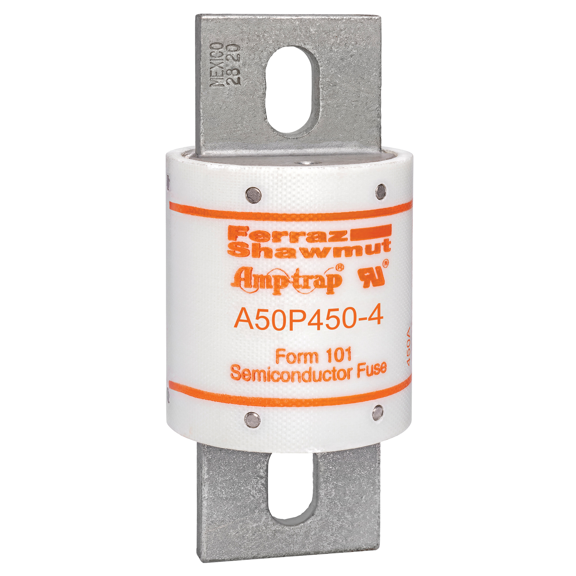 A50P450-4 Amp-Trap Current Limiting Fast Acting Semiconductor Fuse, 450 A, 500 V AC, 100 kA Interrupt, Cylindrical Body