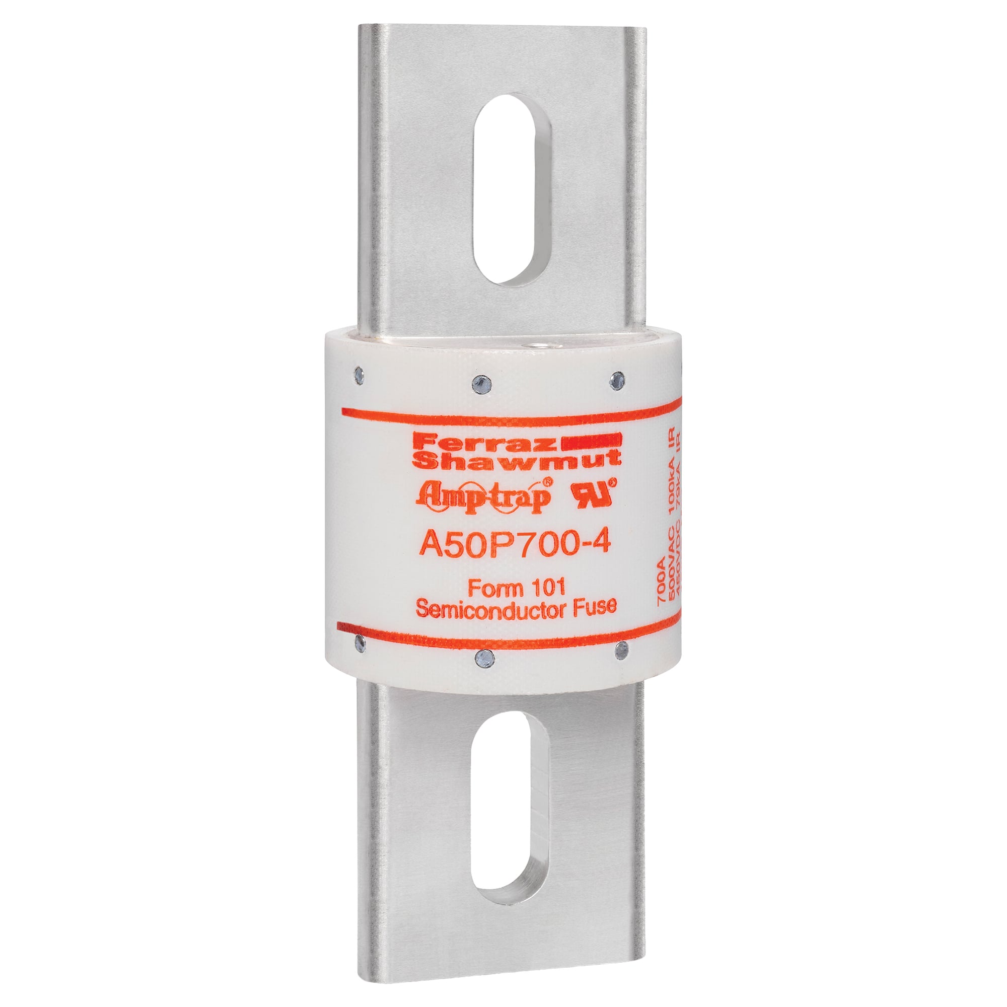 A50P700-4 Amp-Trap Current Limiting Fast Acting Semiconductor Fuse, 700 A, 500 V AC, 100 kA Interrupt, Cylindrical Body