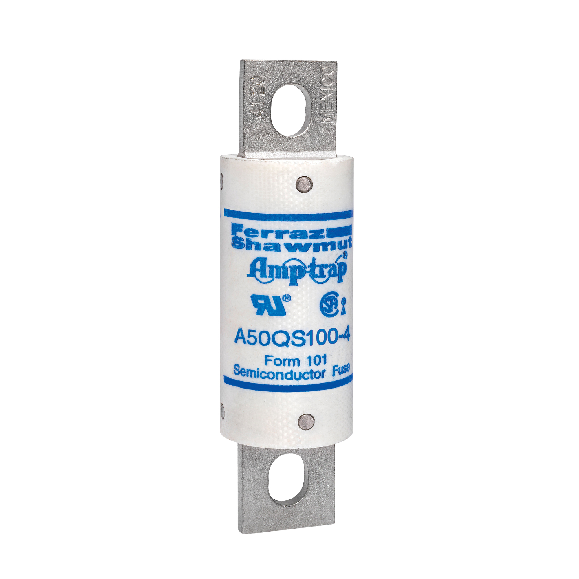 A50QS100-4 Amp-Trap Semiconductor Fuse, 100 A, 500 V AC/DC, 200/87 kA Interrupt, Cylindrical Body