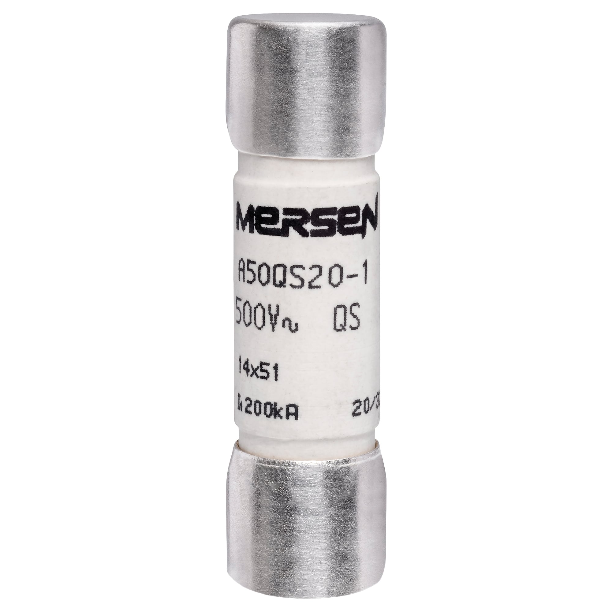 A50QS20-1 Amp-Trap Semiconductor Fuse, 20 A, 500 V AC/DC, 200/87 kA Interrupt, Cylindrical Body